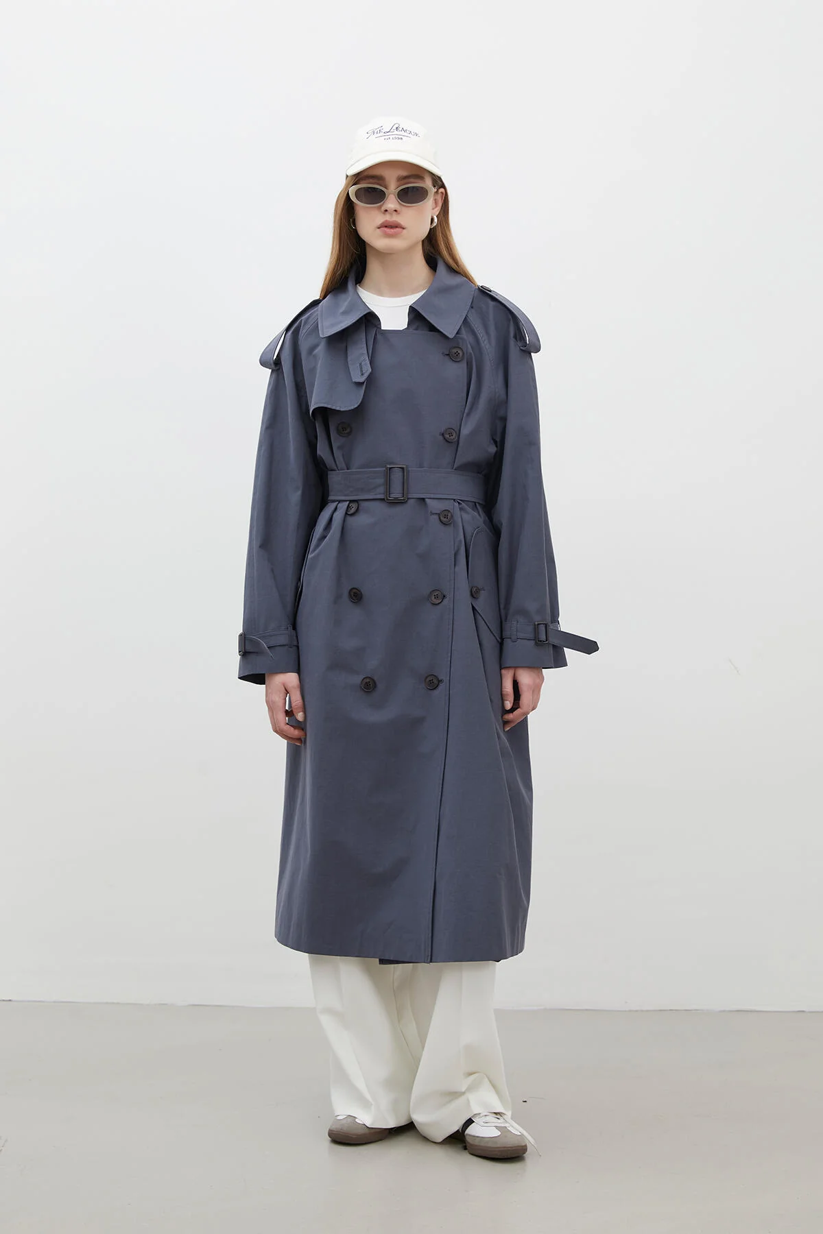 Copenhagen Oversize Trench Coat Navy Blue - Image 3