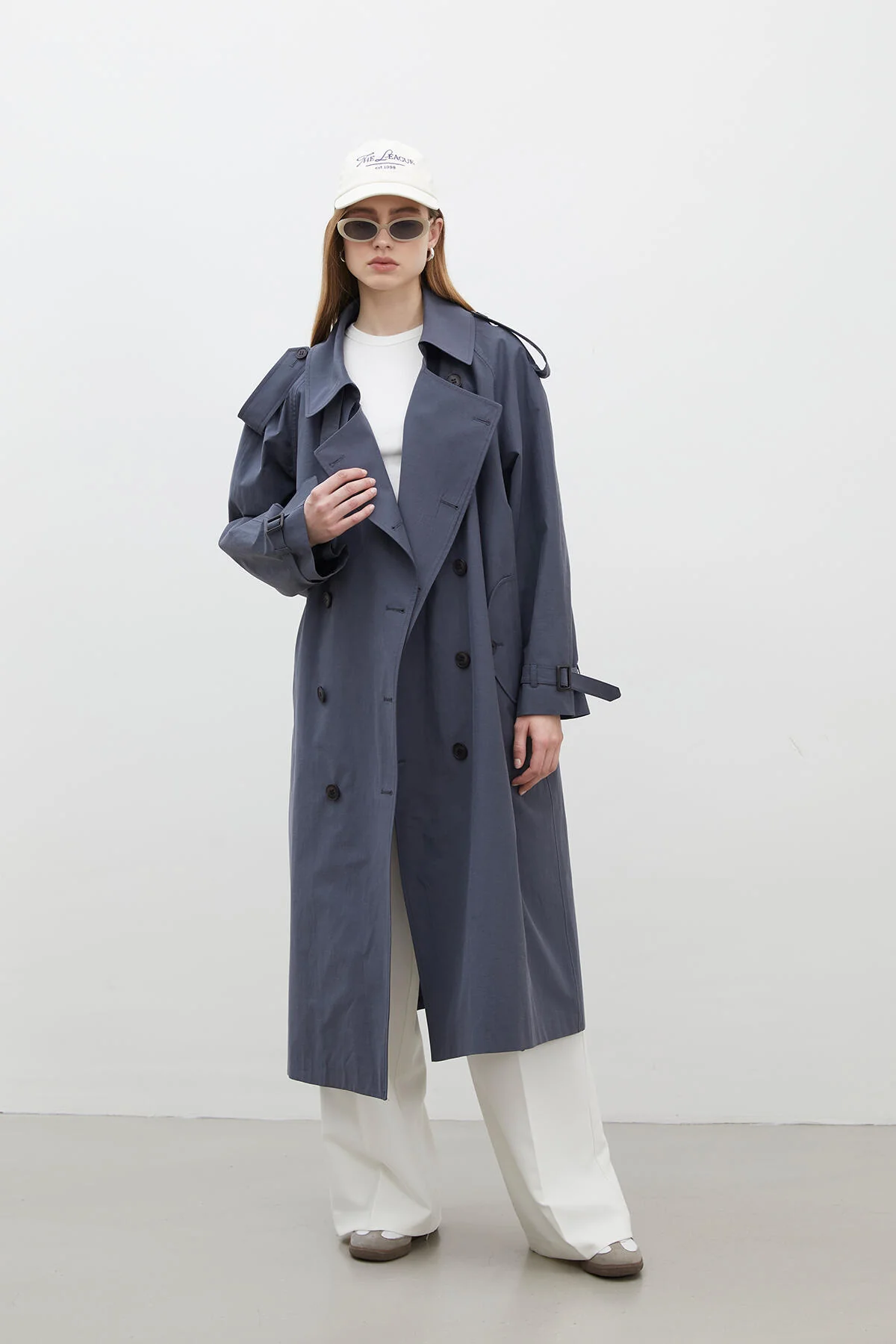 Copenhagen Oversize Trench Coat Navy Blue - Image 4
