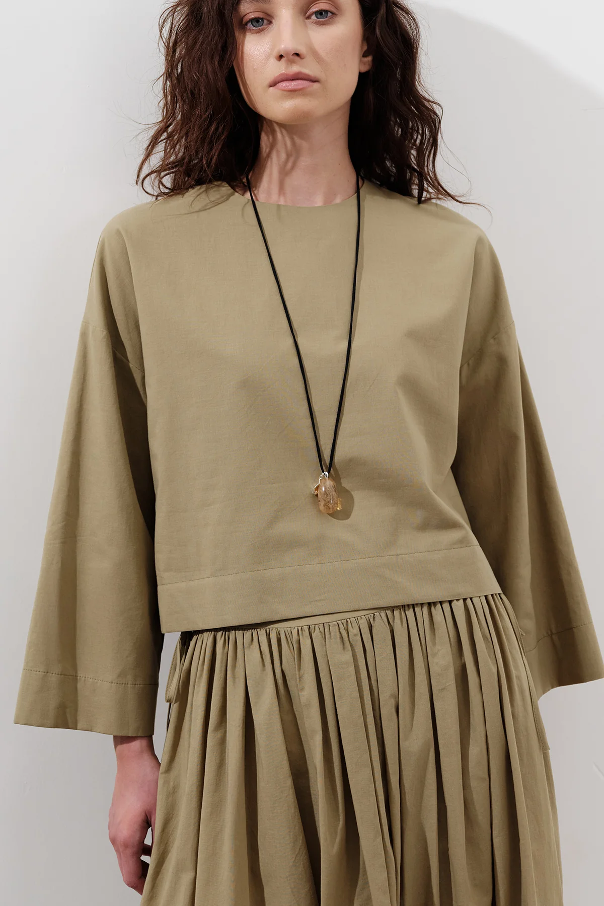 Cotton Crop Long Sleeve Top Sand