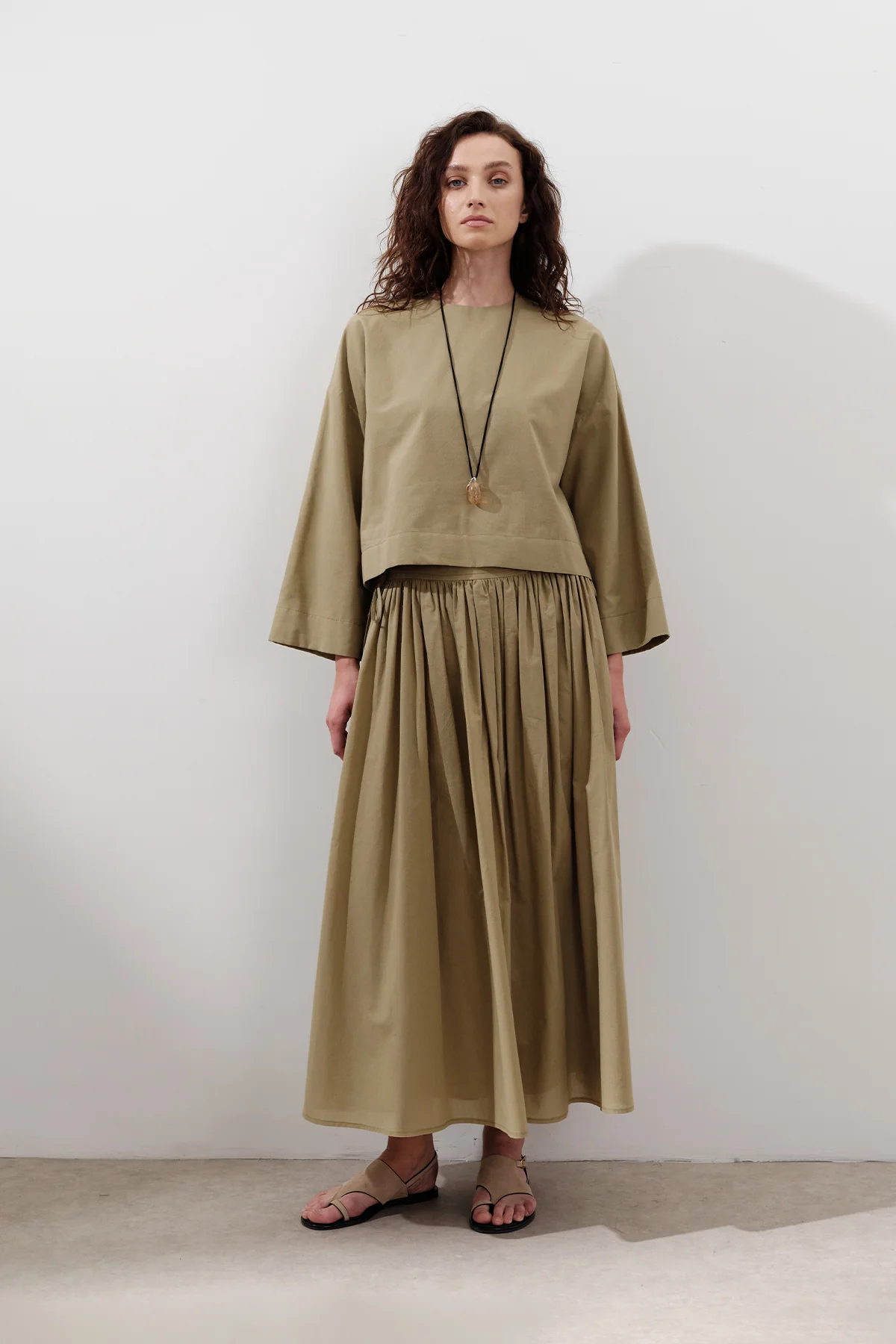 Cotton Crop Long Sleeve Top Sand - Image 2