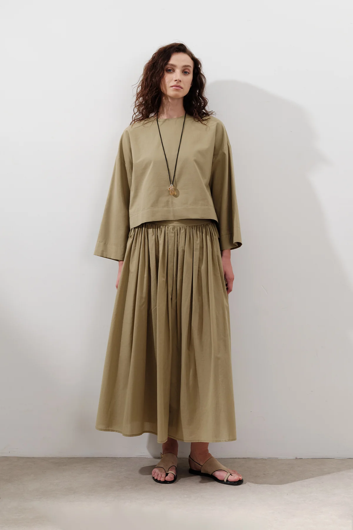 Cotton Crop Long Sleeve Top Sand - Image 3