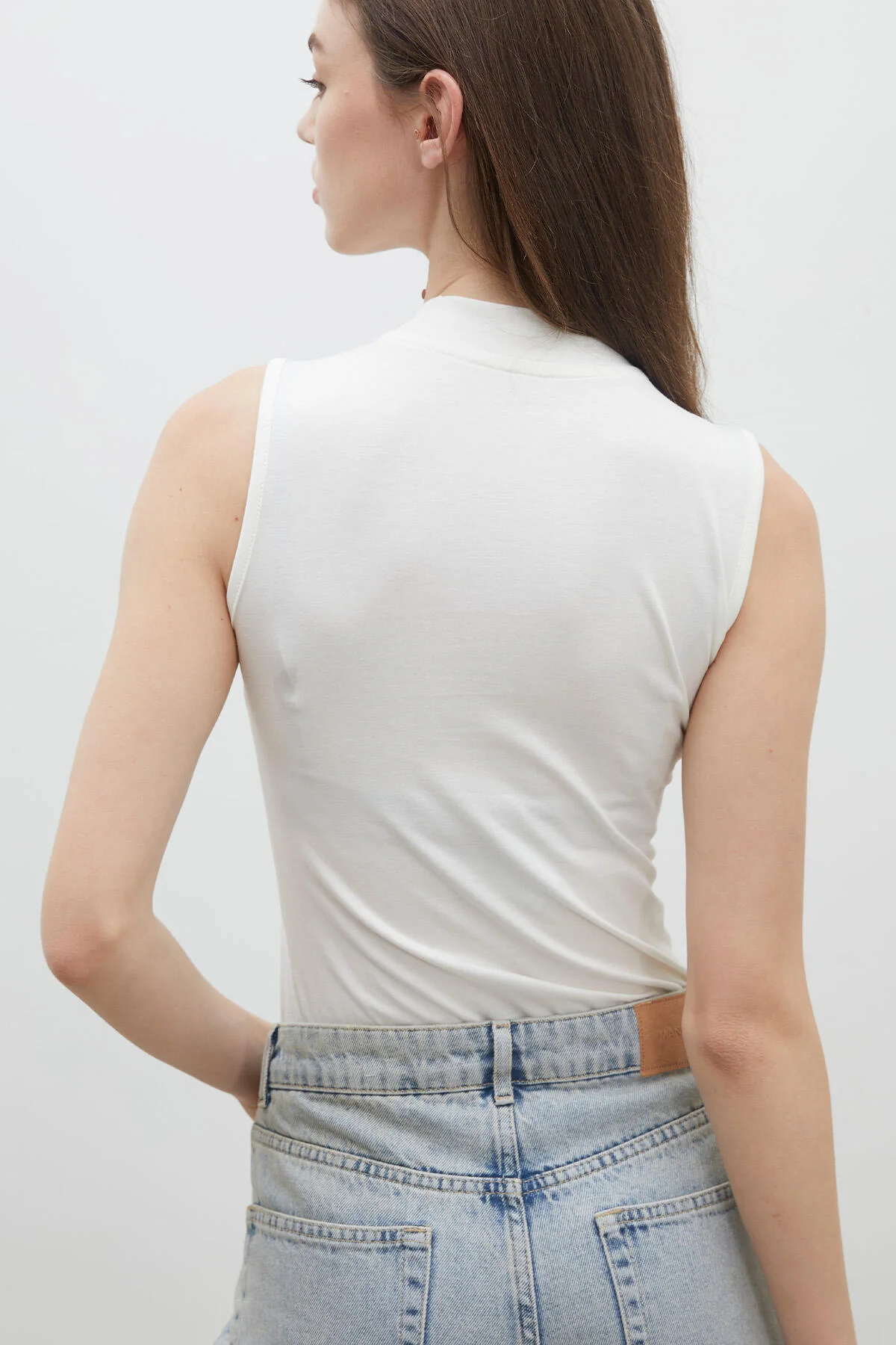 Cotton Sleeveless Bodysuit Ecru - Image 4