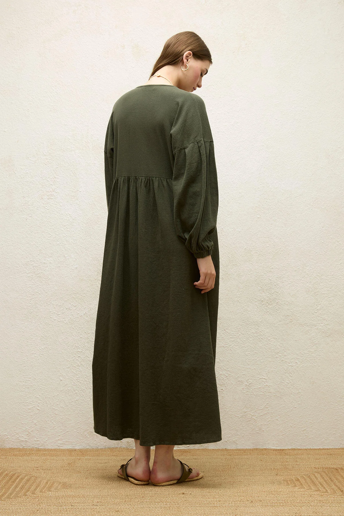 Cotton Wrap Dress Emerald - Image 8