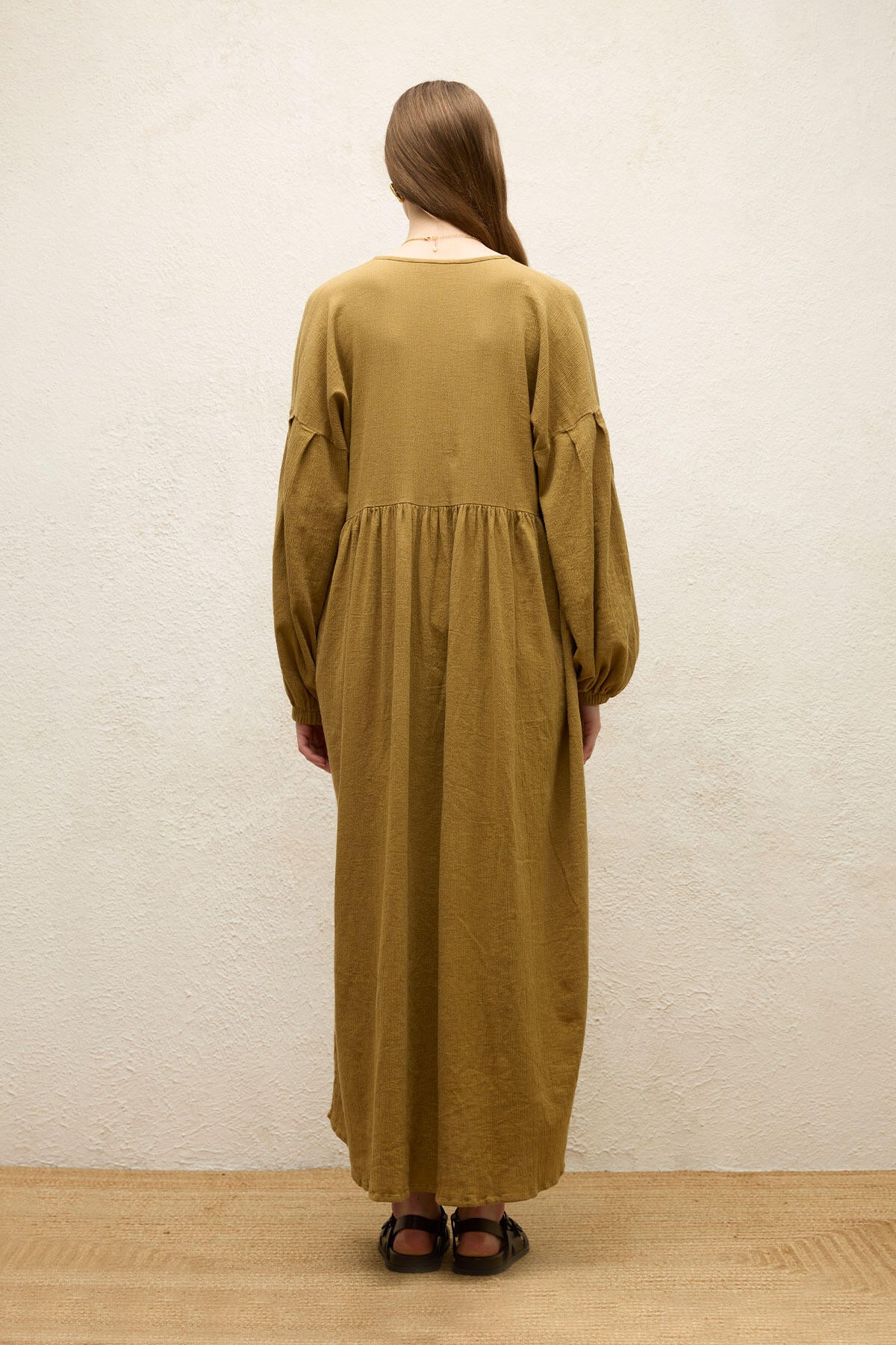Cotton Wrap Dress Sand - Image 6