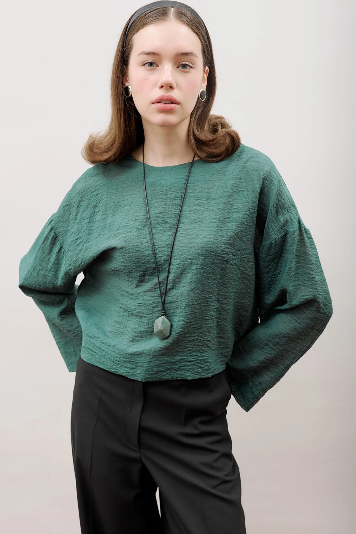 Crew Neck Crop Top Green - Image 6