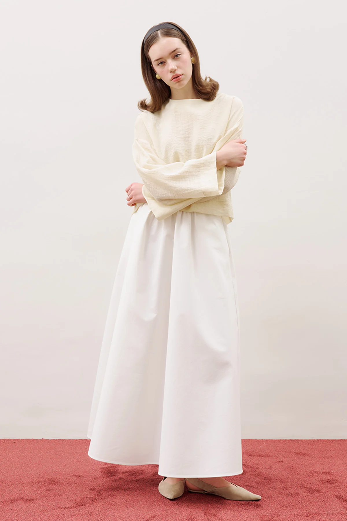 Crew Neck Crop Top Soft Yellow - Image 3