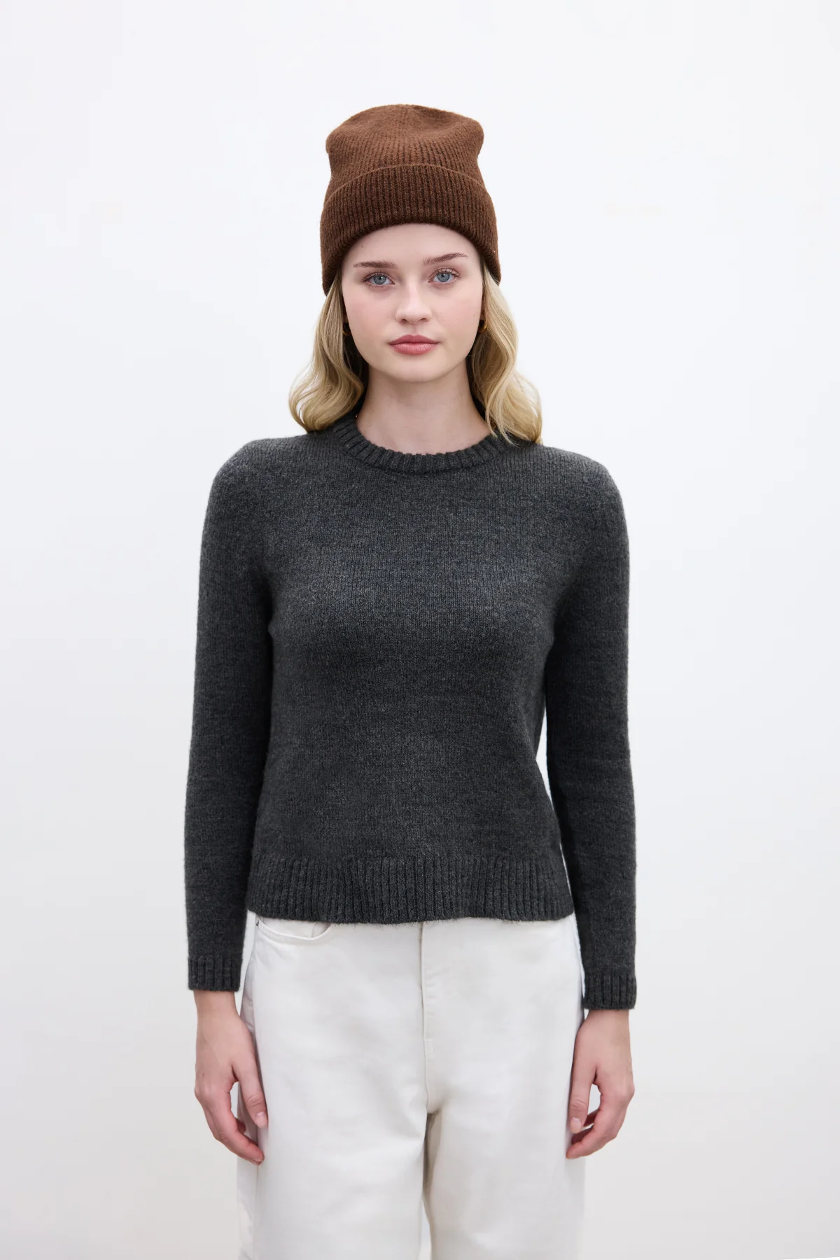 Crew Neck Fit Knitwear Sweater Anthracite - Image 2