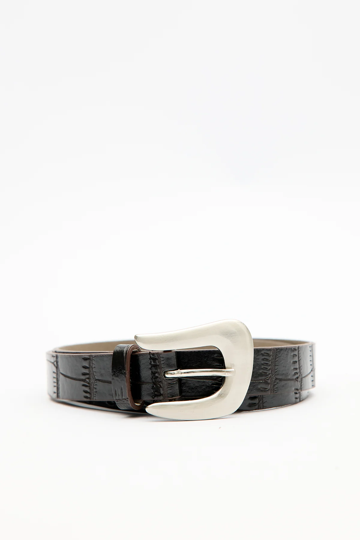 Croc-Effect Belt Brown - Image 2