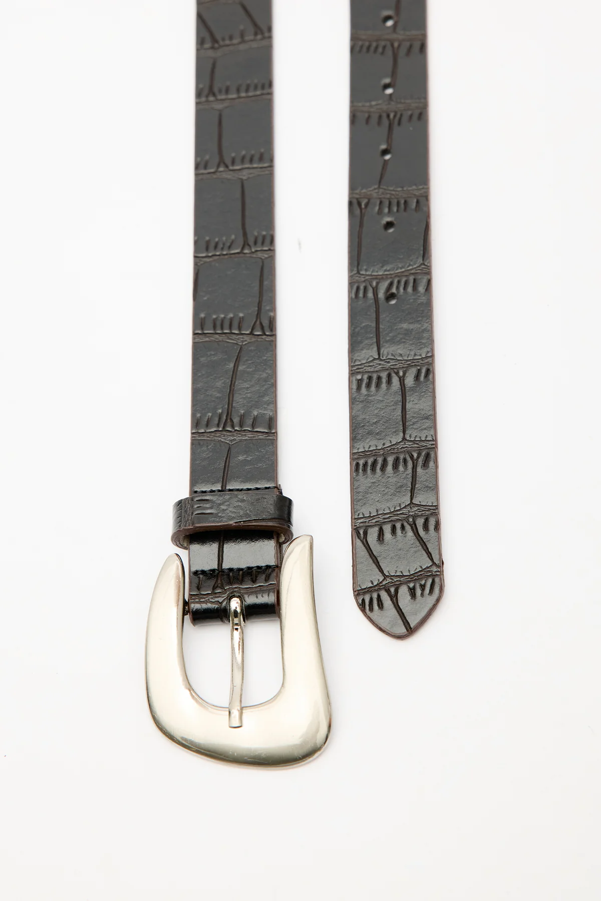 Croc-Effect Belt Brown - Image 5