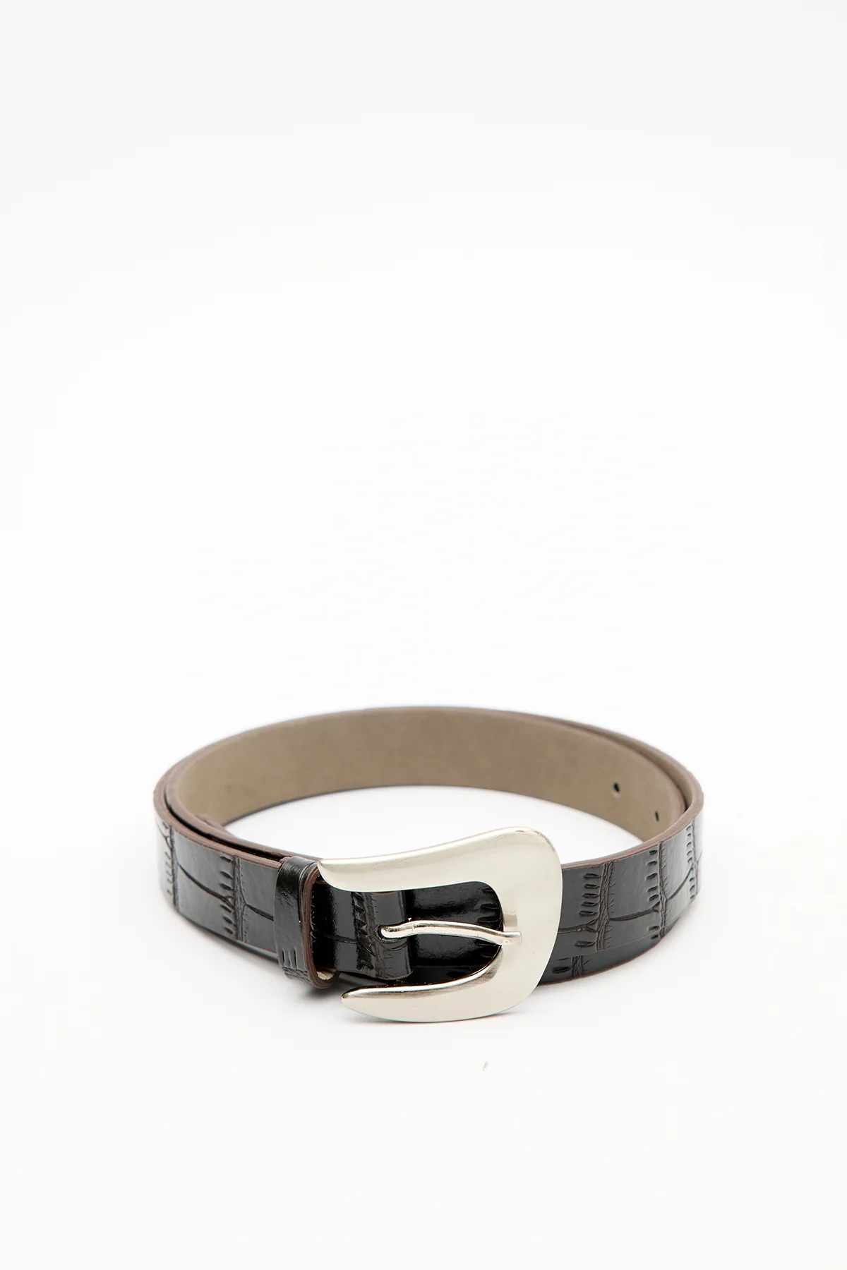 Croc-Effect Belt Brown - Image 7