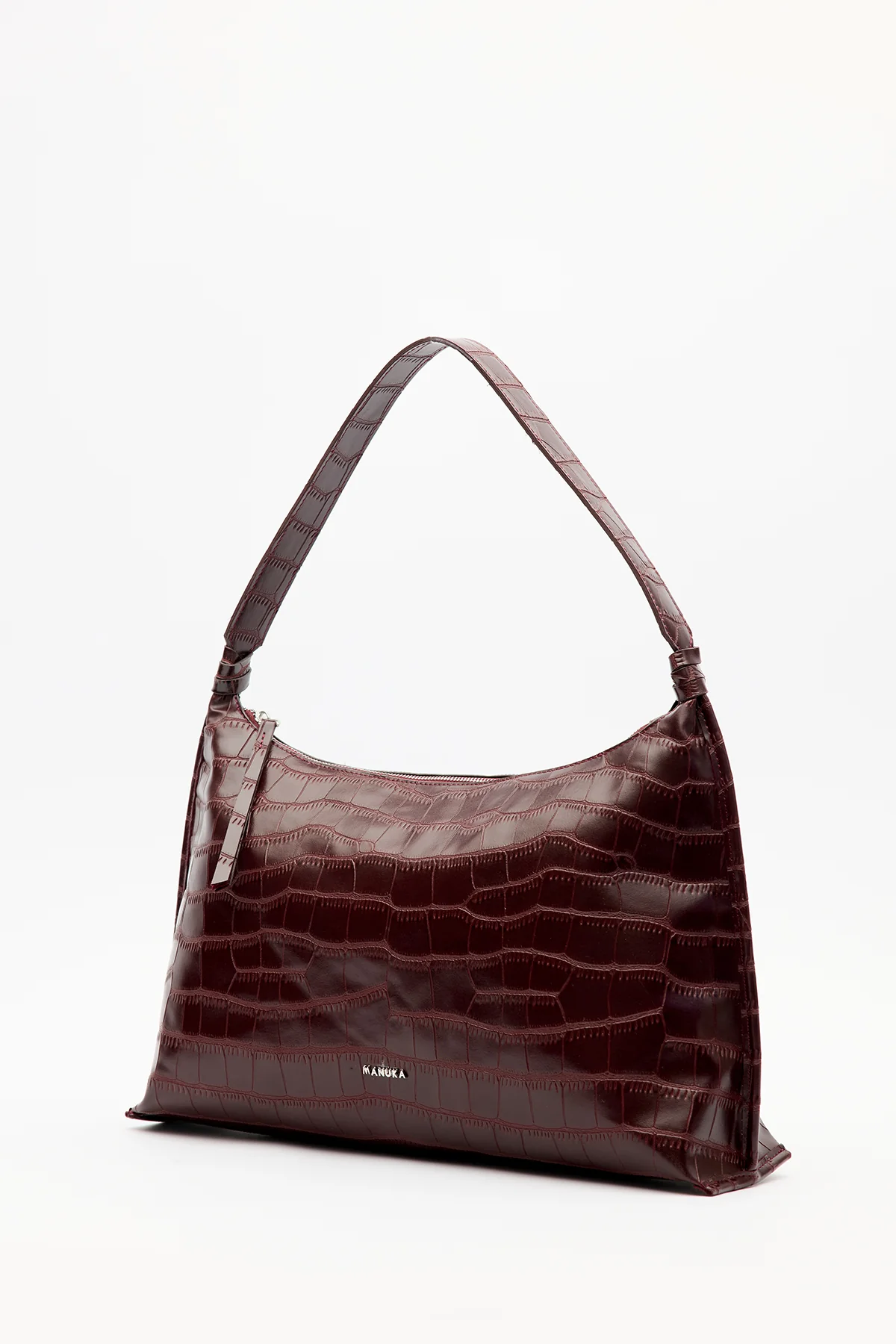 Croc-Effect Tote Bag Burgundy - Image 12