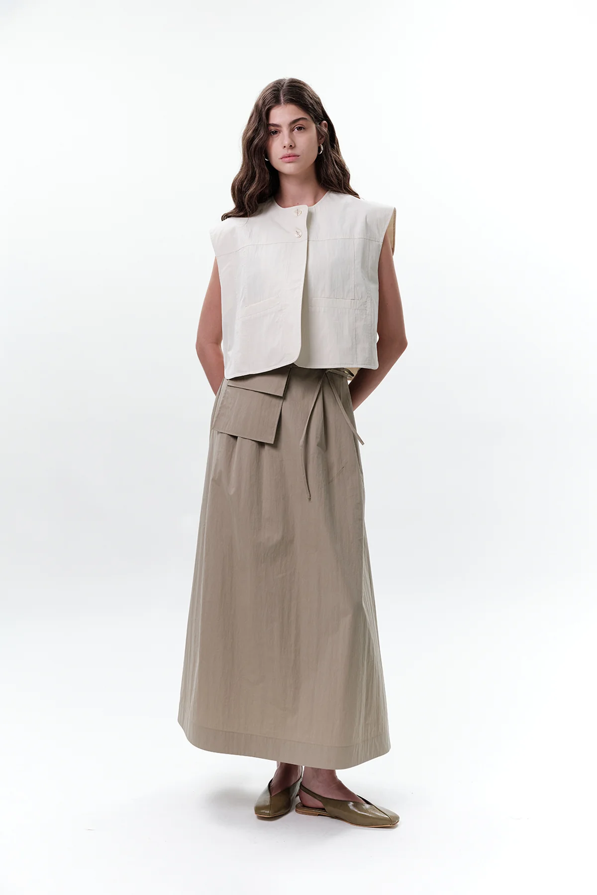 Cropped Vest With Pocket Detail Stone - Image 5