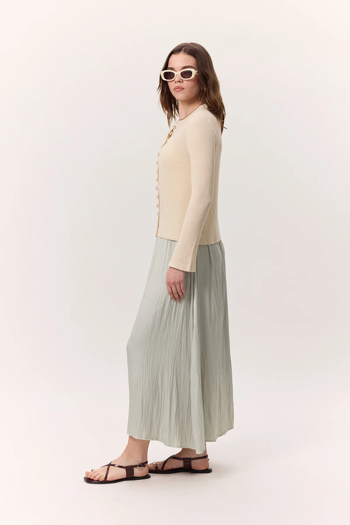 Crush Satin Skirt Aqua Green - Image 7