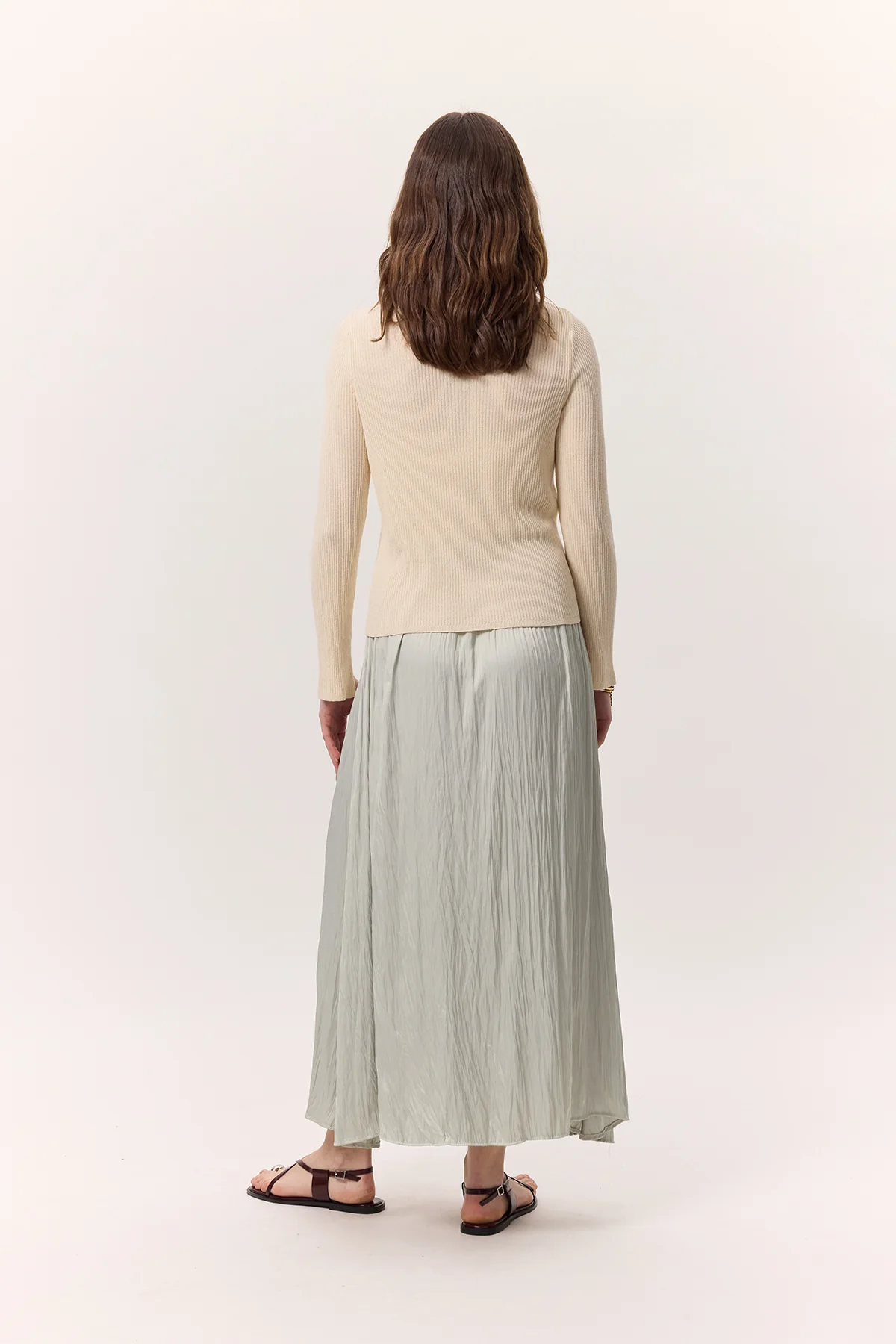 Crush Satin Skirt Aqua Green - Image 8