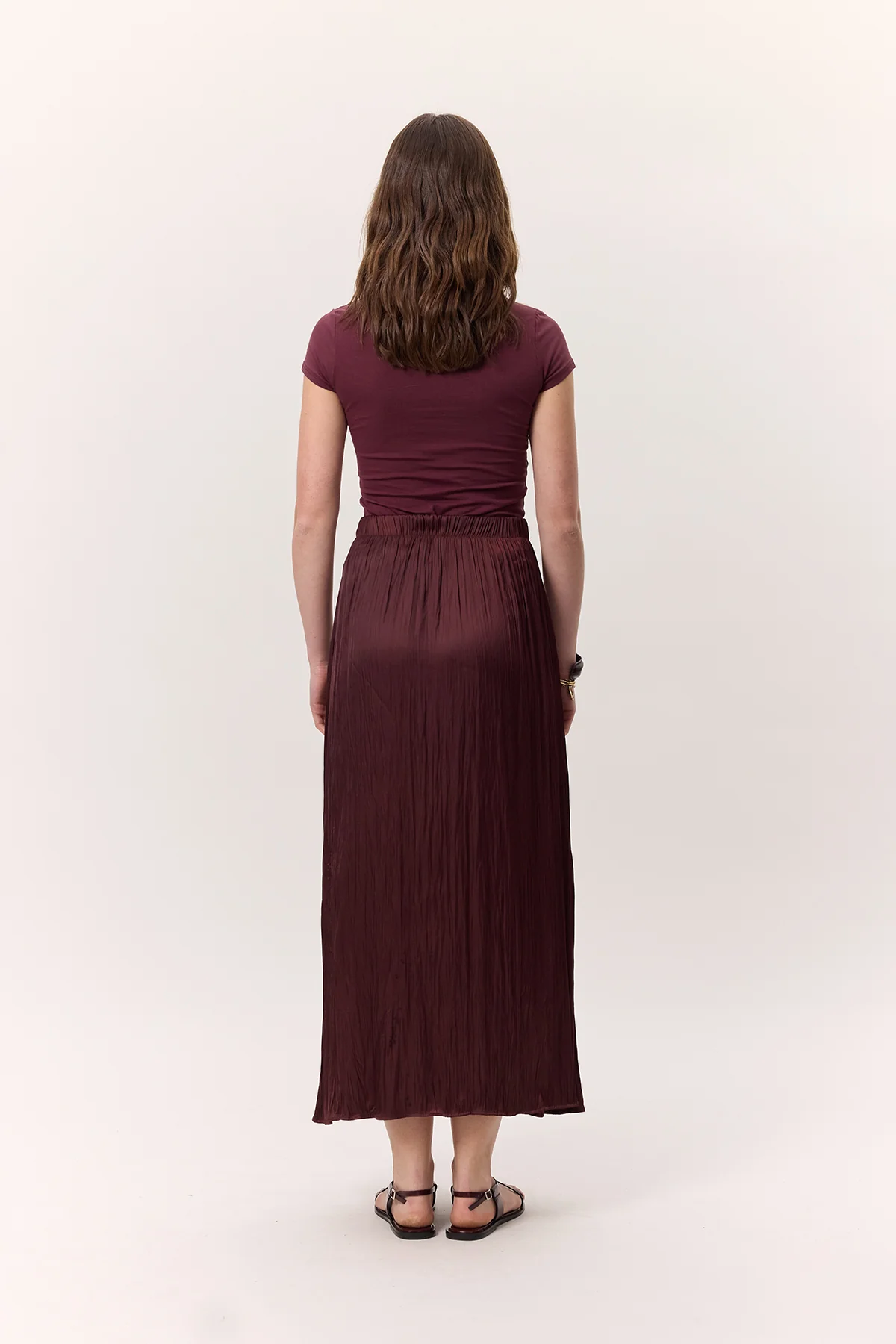 Crush Satin Skirt Burgundy - Image 6