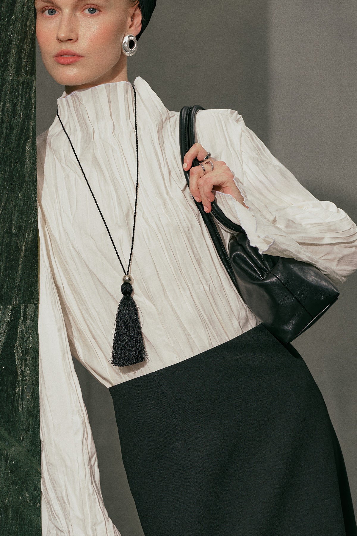 Crush Texture Blouse Ecru