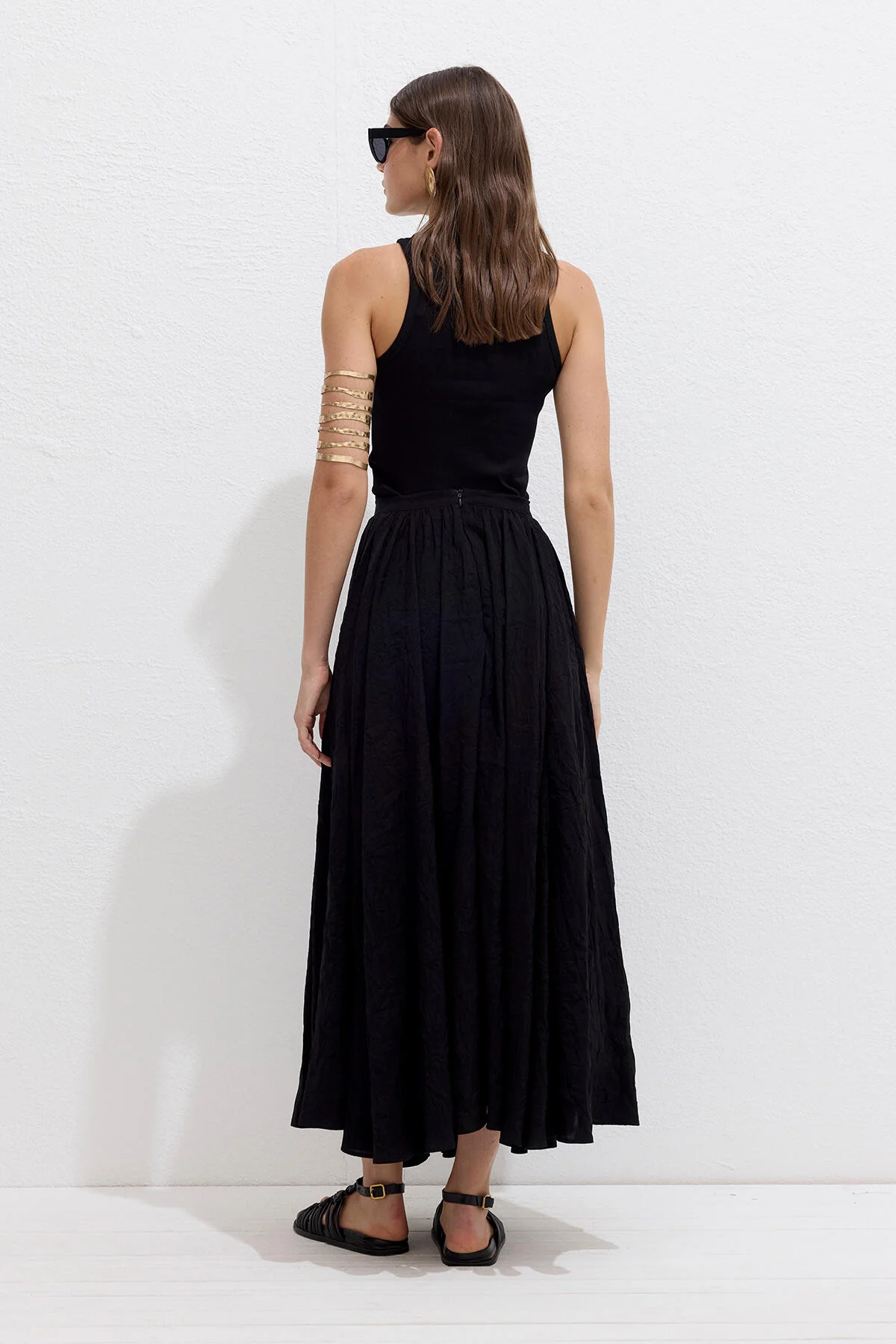 Crushed Effect Premium Skirt Black - Image 10