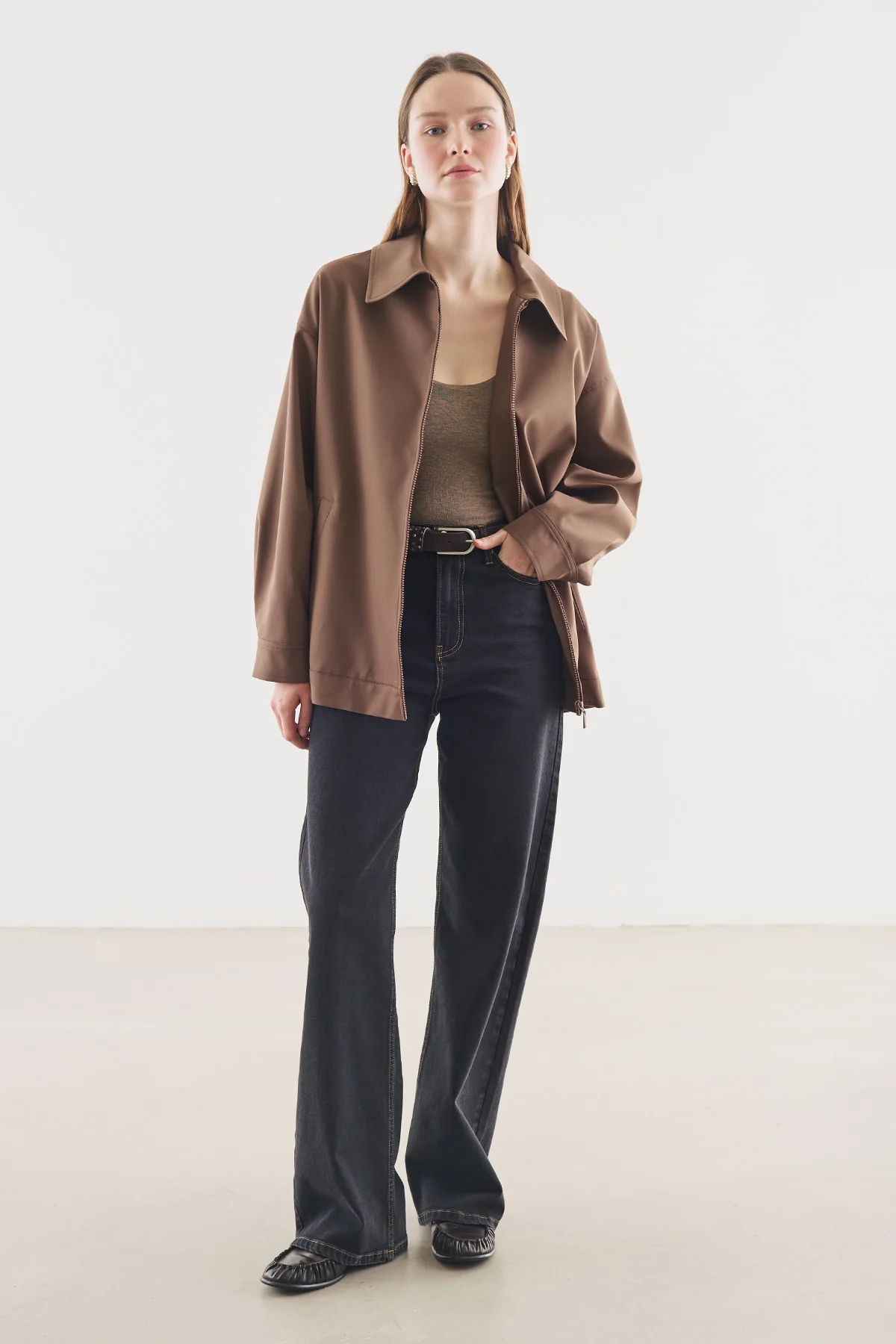 Cuff Detail Jacket Brown