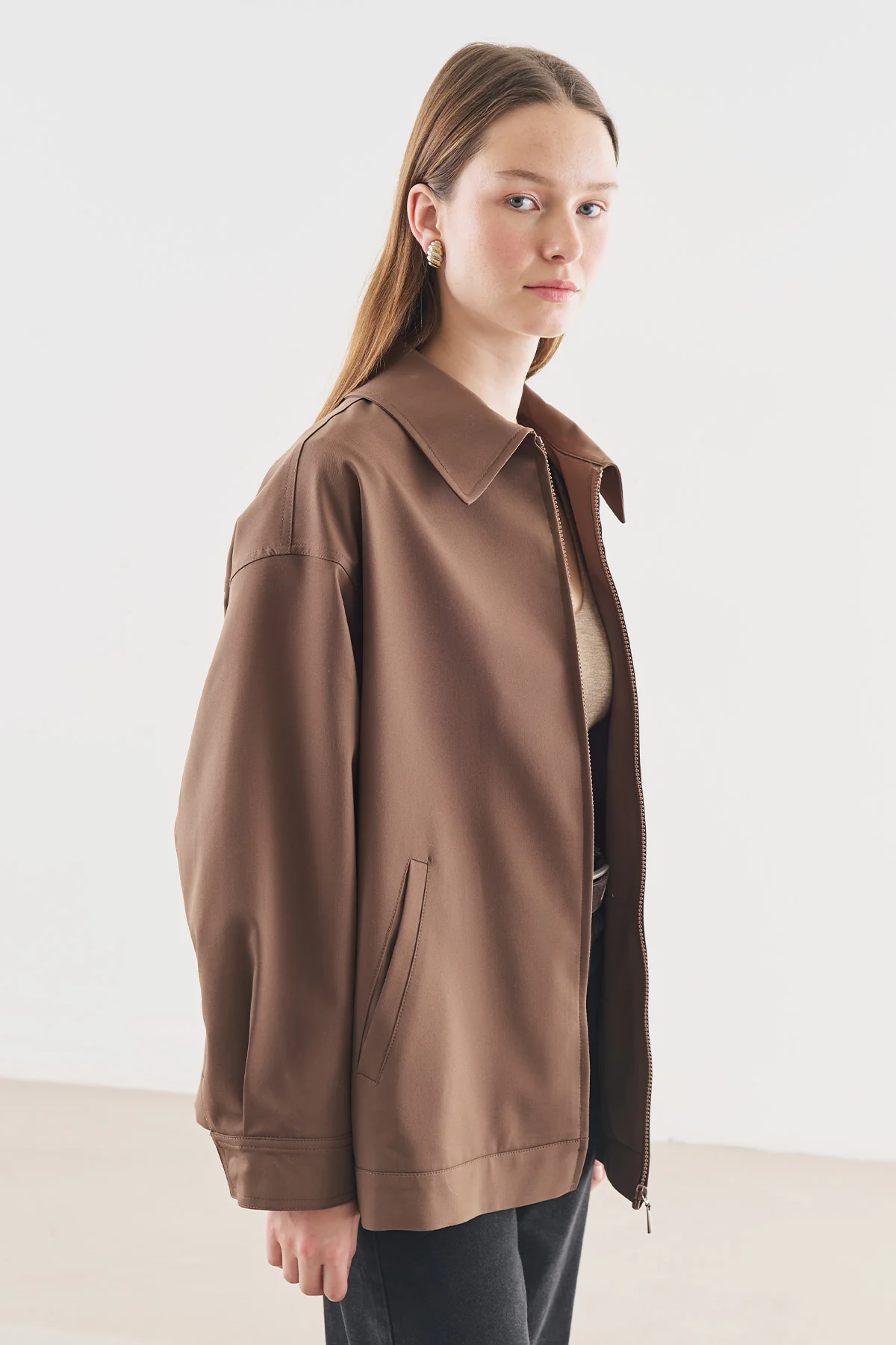 Cuff Detail Jacket Brown - Image 11