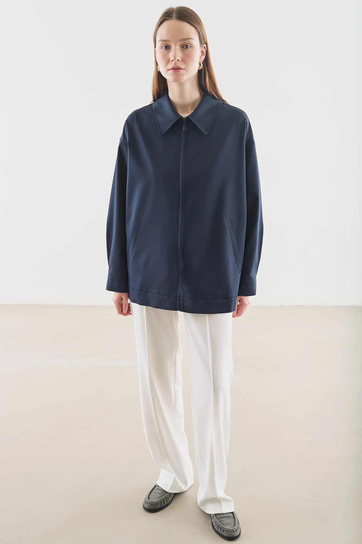 Cuff Detail Jacket Navy Blue - Image 12