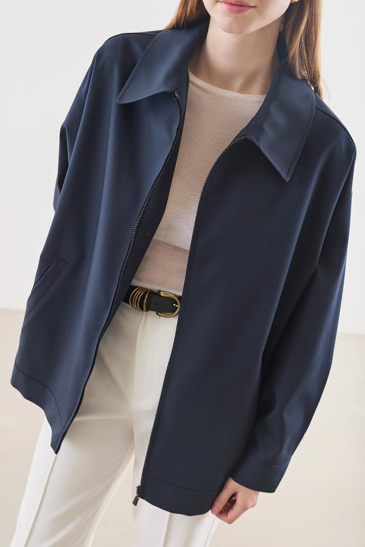 Cuff Detail Jacket Navy Blue - Image 4