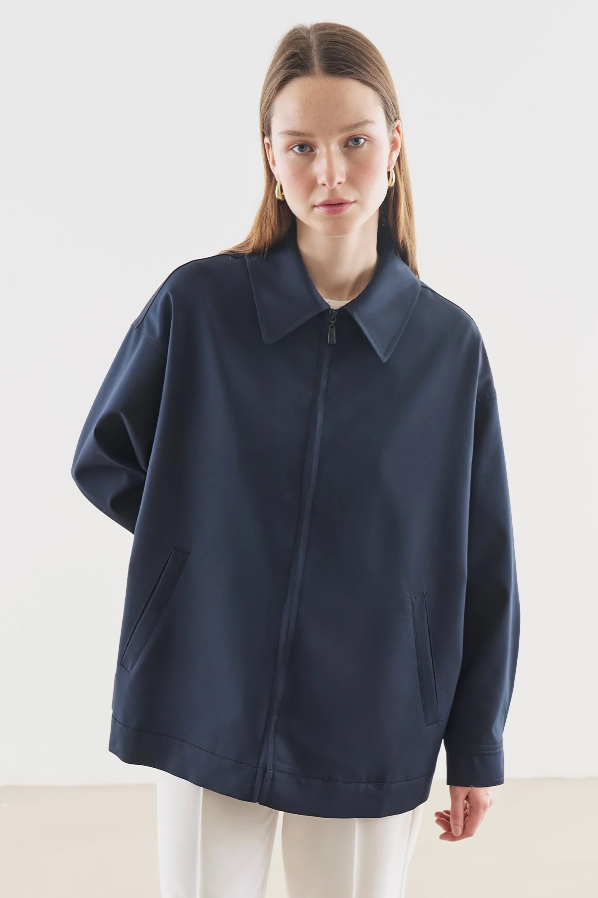 Cuff Detail Jacket Navy Blue - Image 9