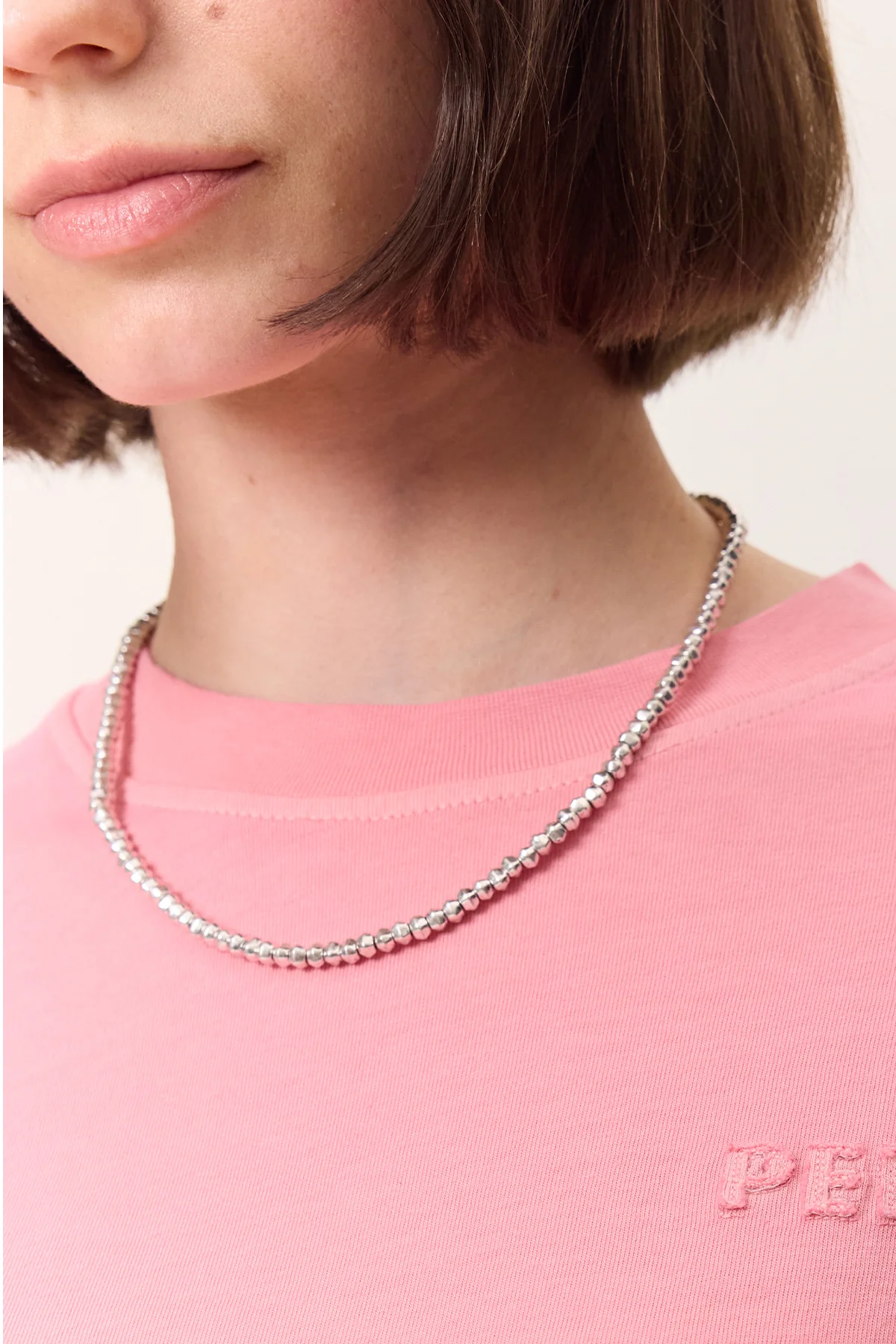 Delicate Beaded Necklace Silver - Image 2