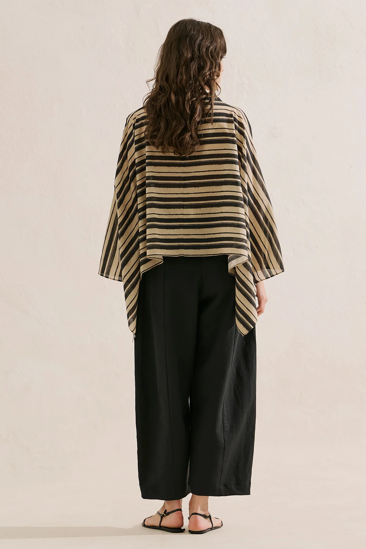 Patterned Cape Blouse Black Striped - Image 7