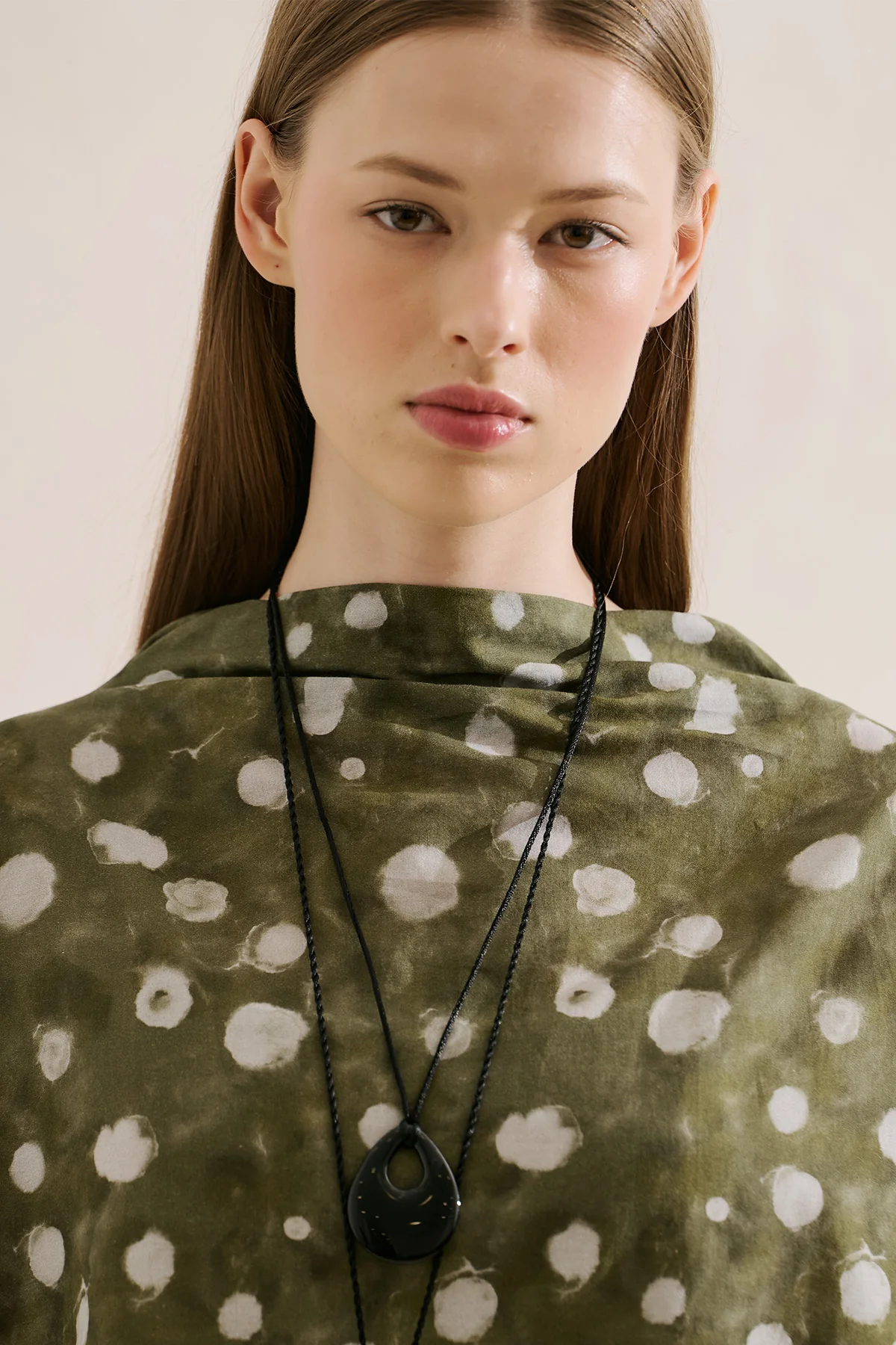 Patterned Cape Blouse Polka Dots Green - Image 7