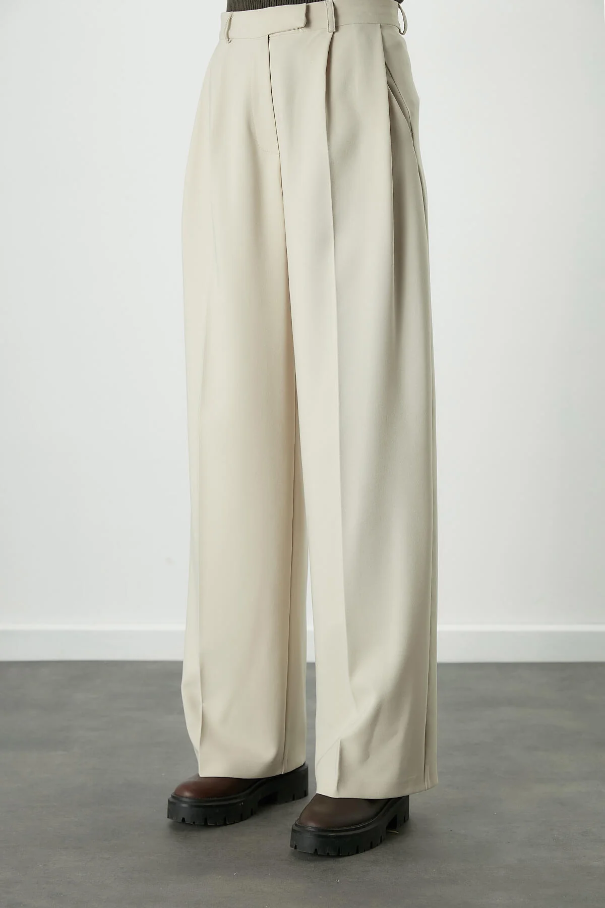 Dona Pleated Palazzo Trousers Beige - Image 8