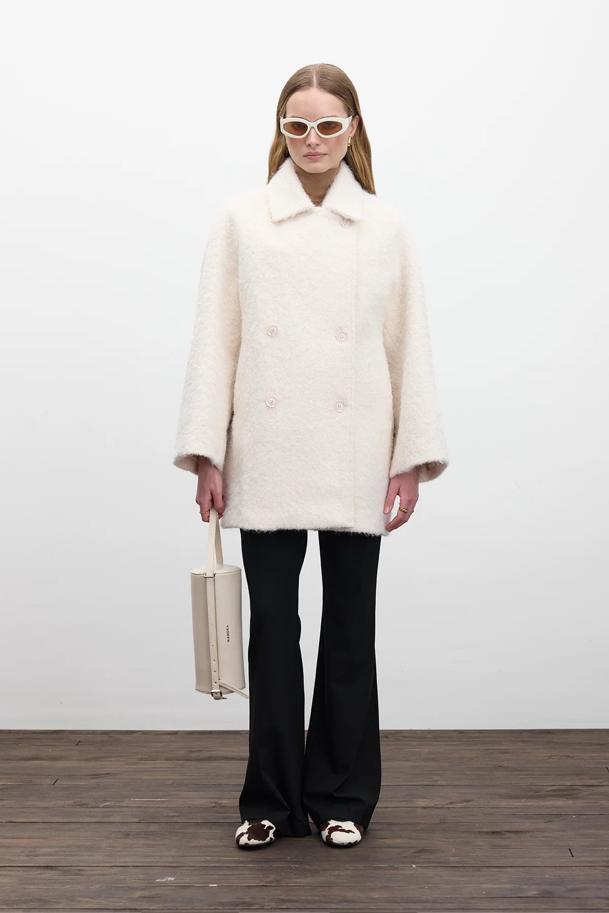 Double Breasted Cachet Coat Ecru - Image 4