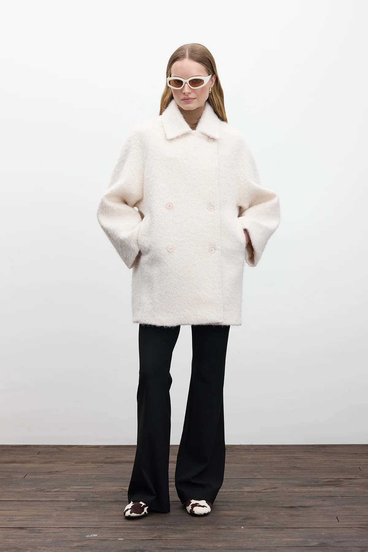 Double Breasted Cachet Coat Ecru - Image 5