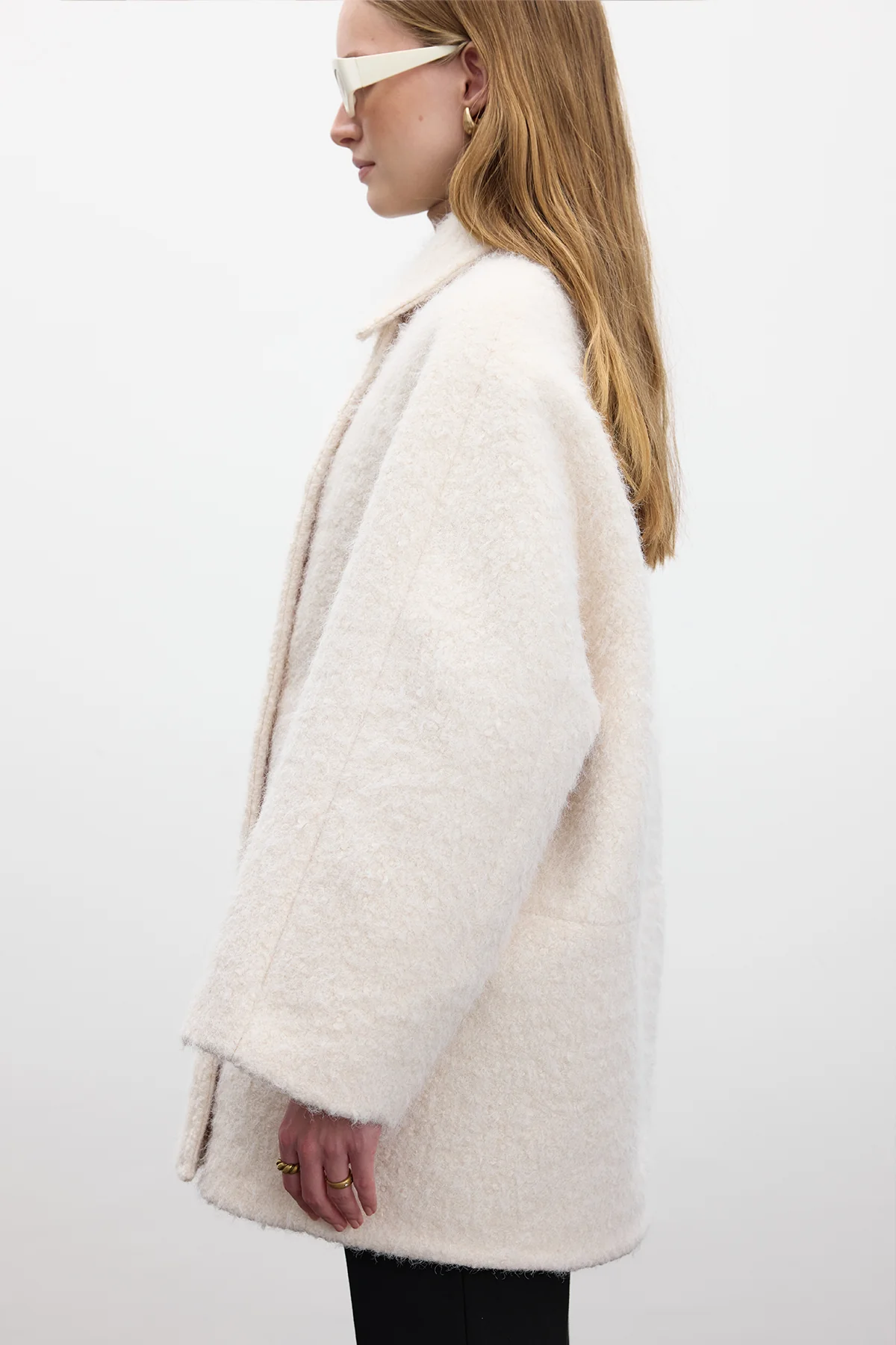 Double Breasted Cachet Coat Ecru - Image 7