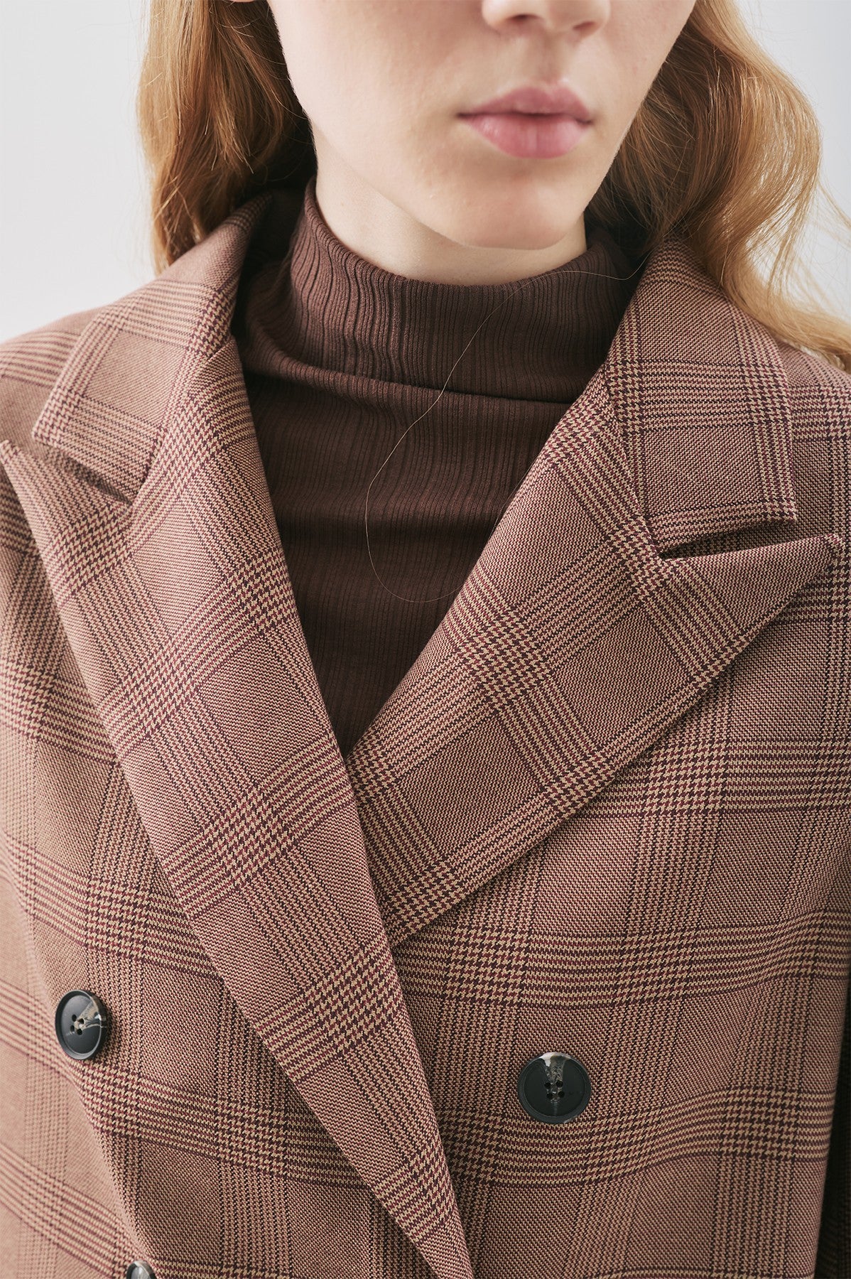 Double-Breasted Checked Blazer Burgundy - Image 5