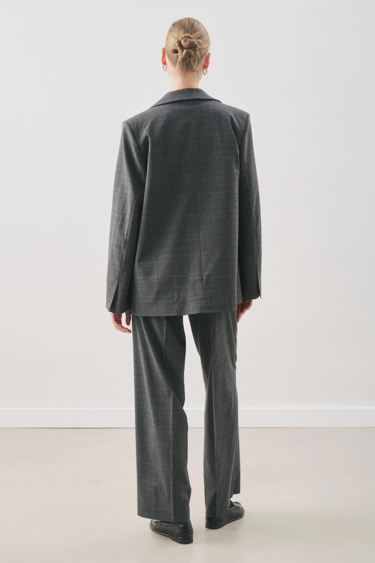 Double-Breasted Checked Blazer Grey - Image 8