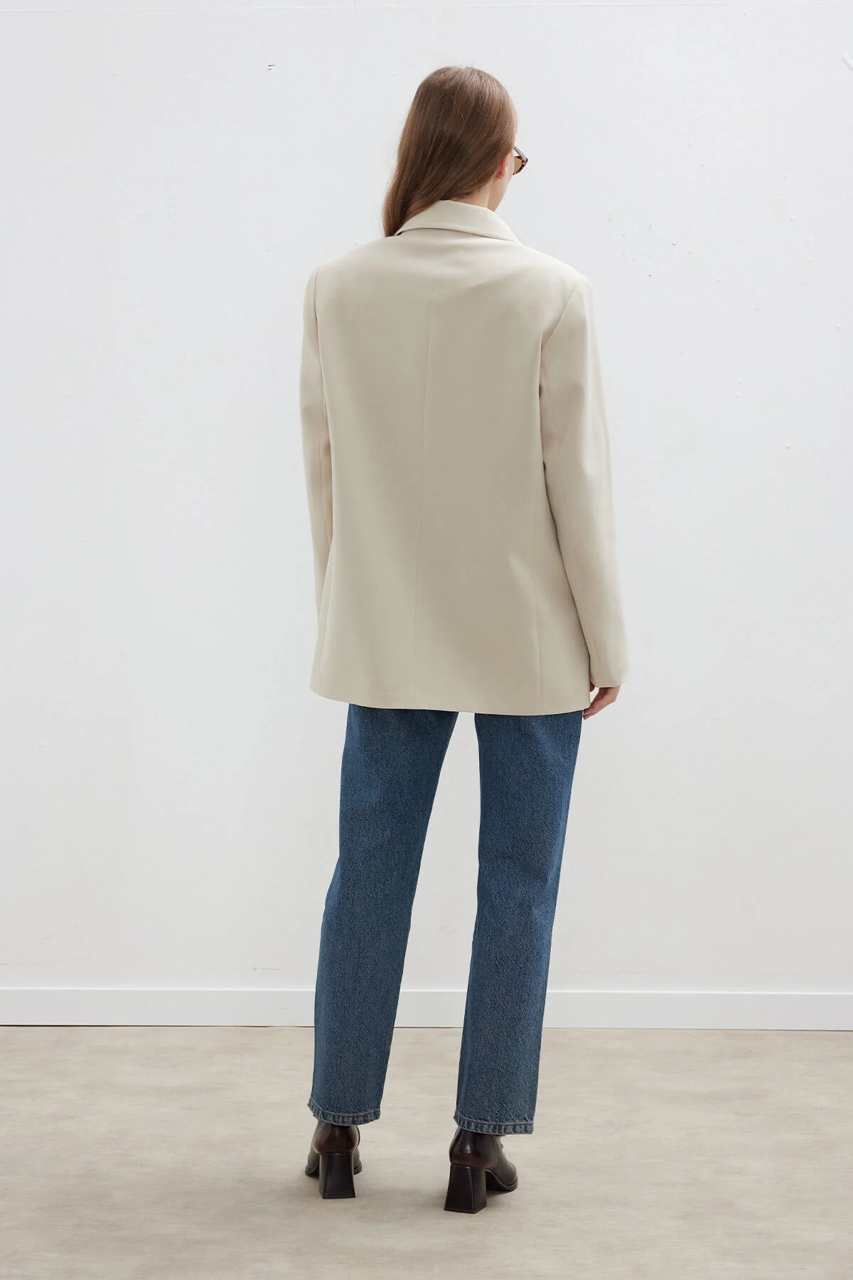 Double-Breasted Classic Blazer Jacket Beige - Image 10