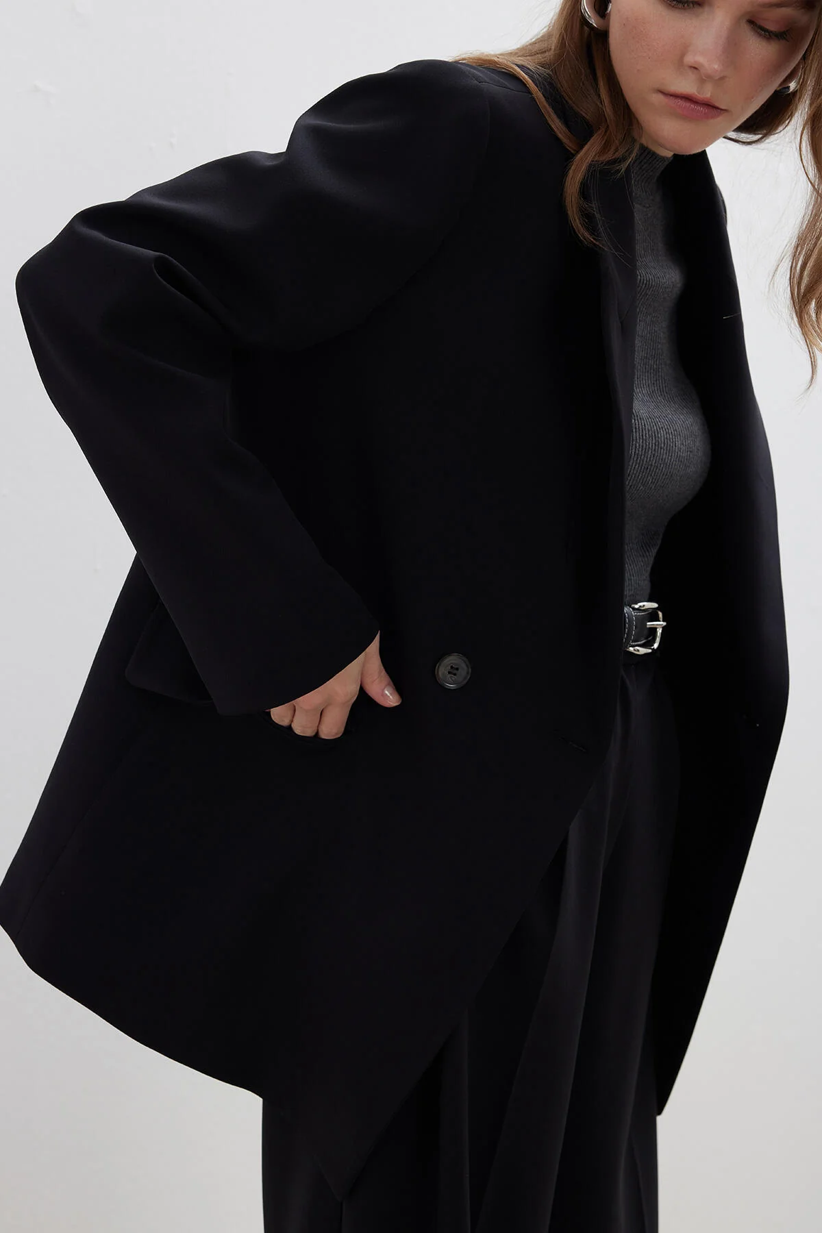 Double-Breasted Classic Blazer Jacket Black - Image 10