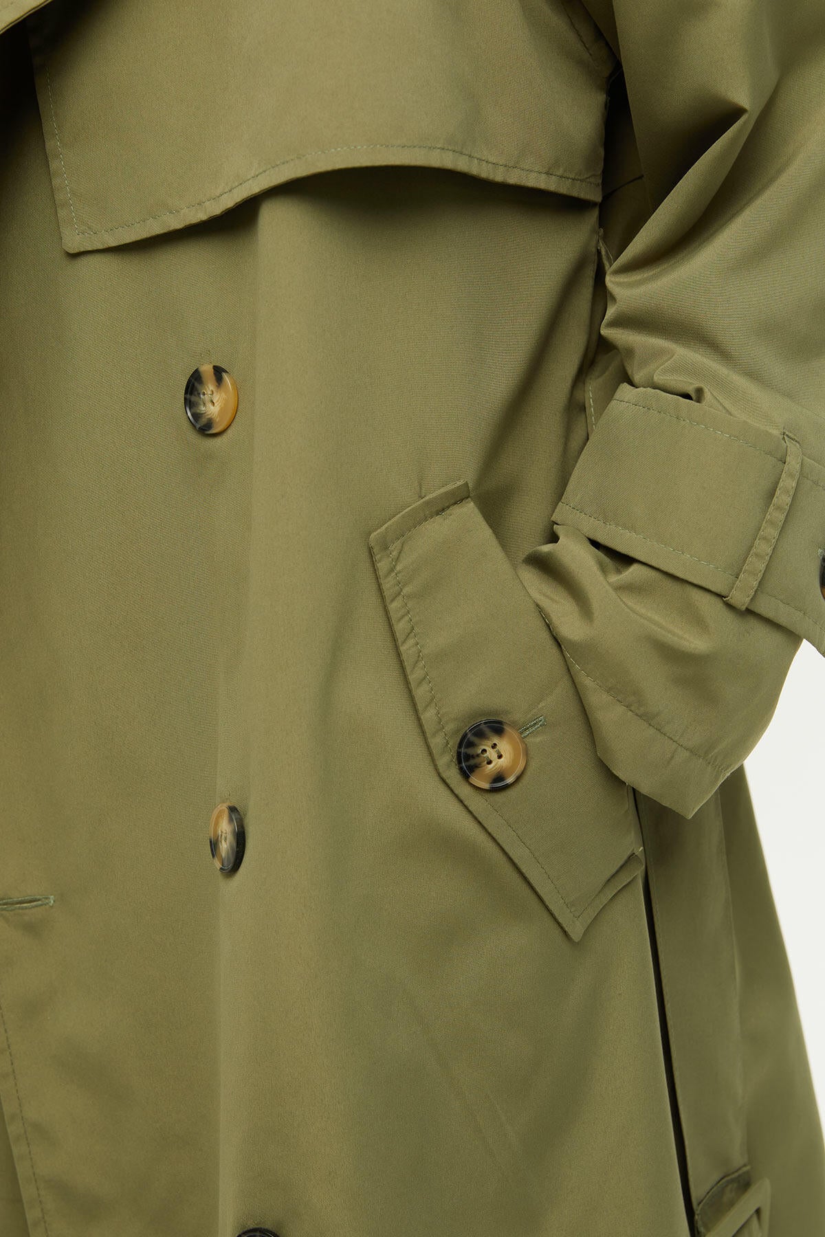 Double-Breasted Trench Coat With Buttons Khaki - Image 4