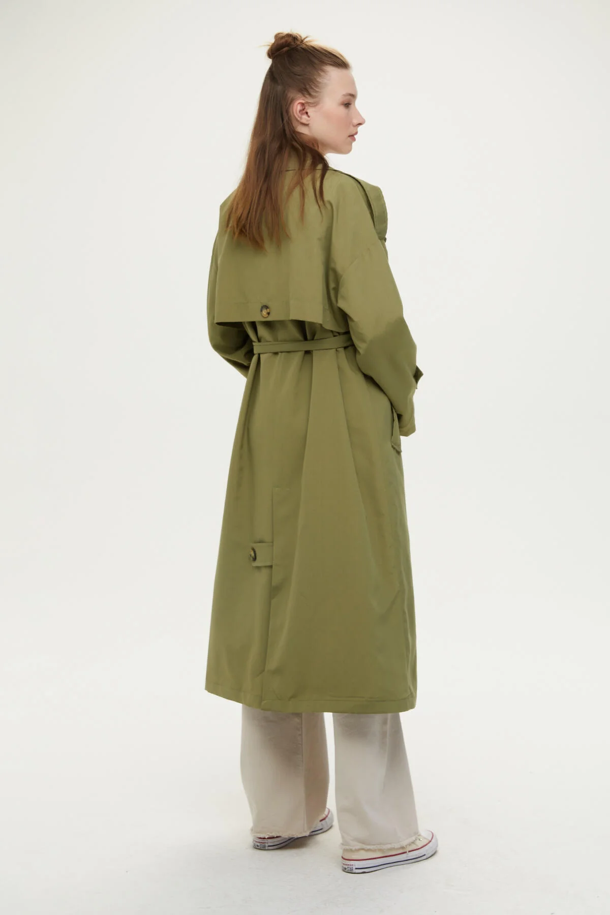 Double-Breasted Trench Coat With Buttons Khaki - Image 8