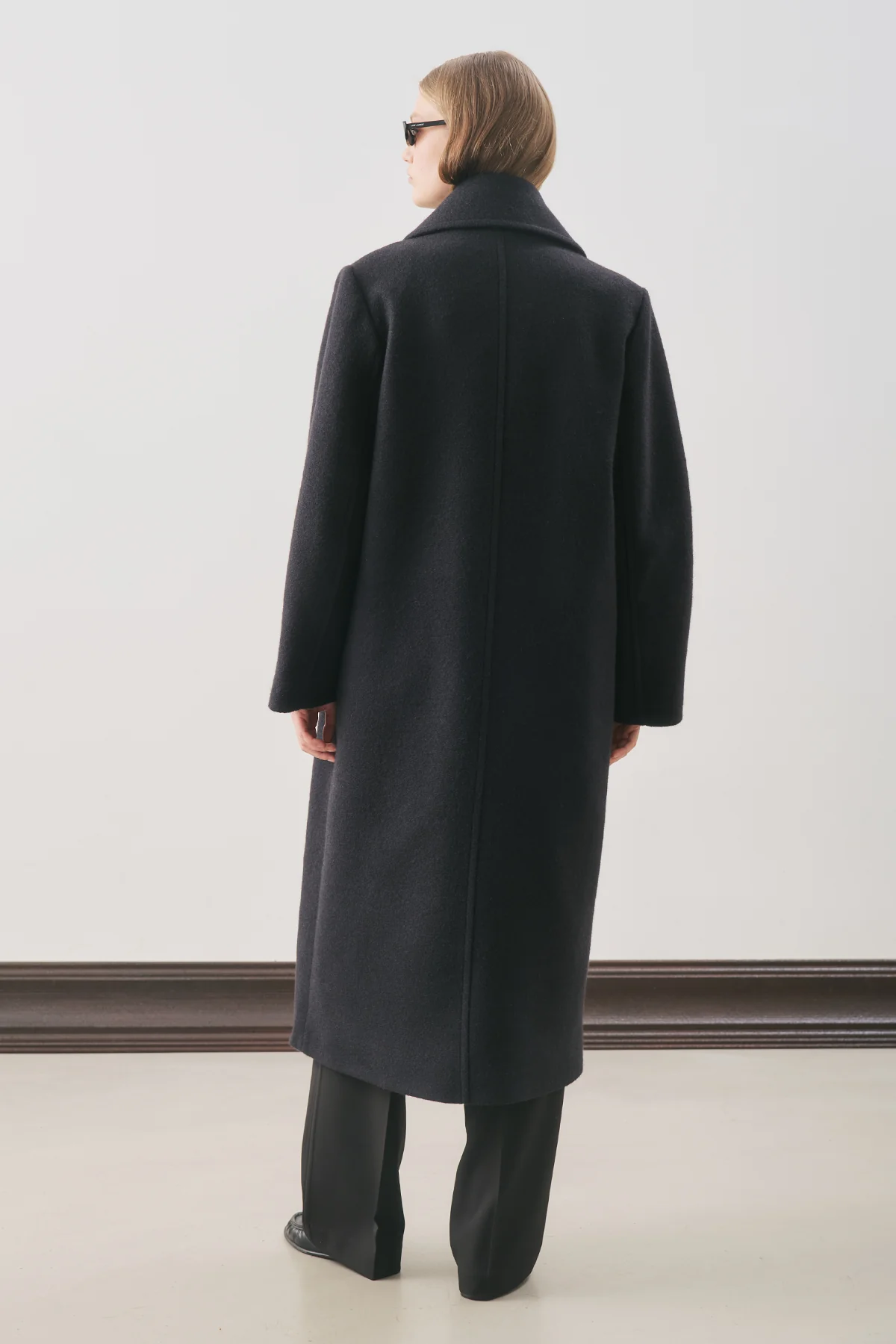 Double-Breasted Wool Coat Black - Image 8