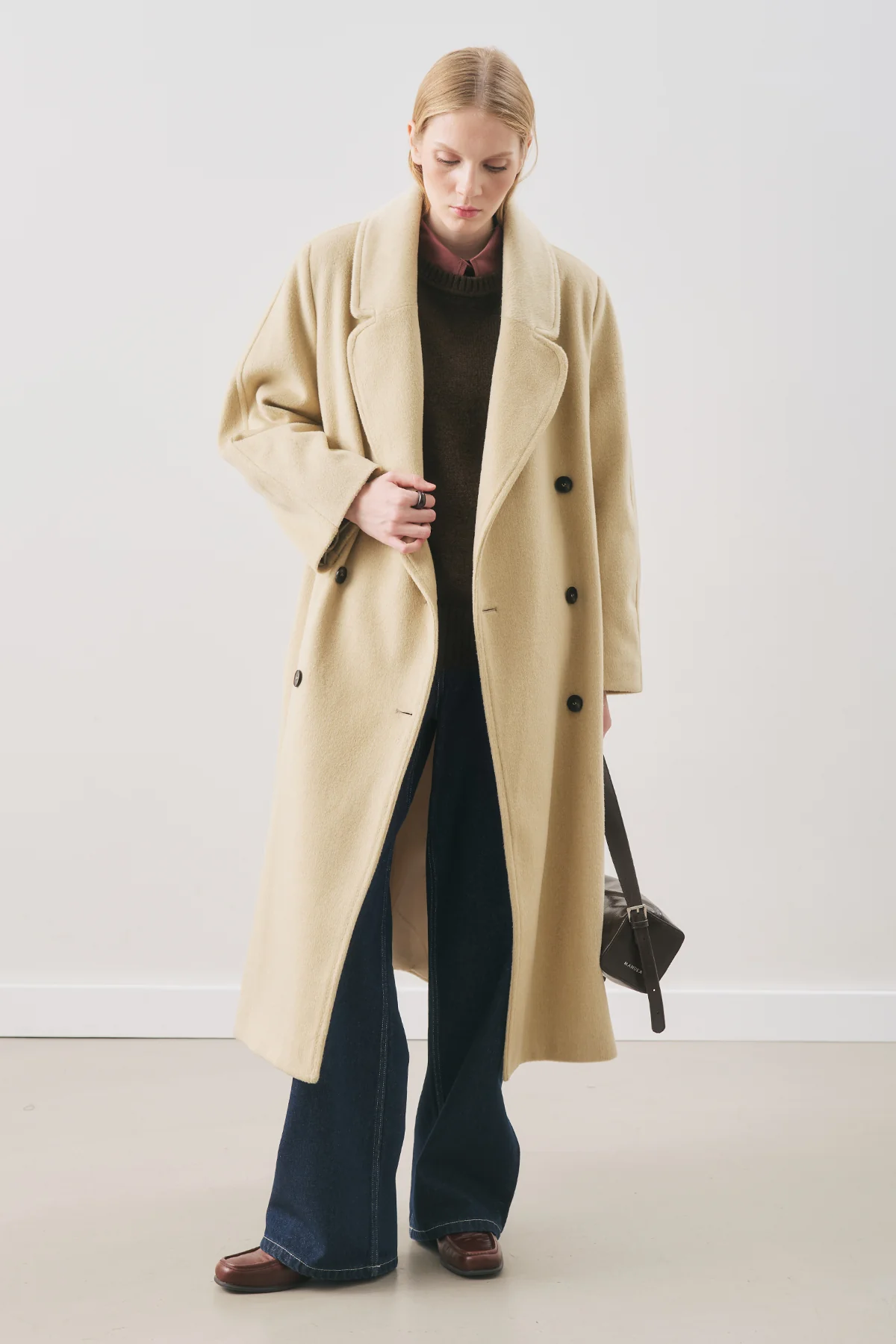 Double-Breasted Wool Coat Sage Green - Image 2
