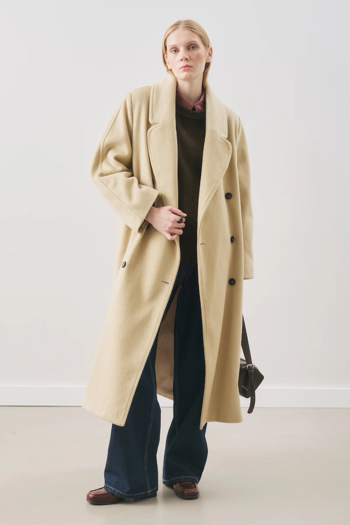 Double-Breasted Wool Coat Sage Green - Image 3