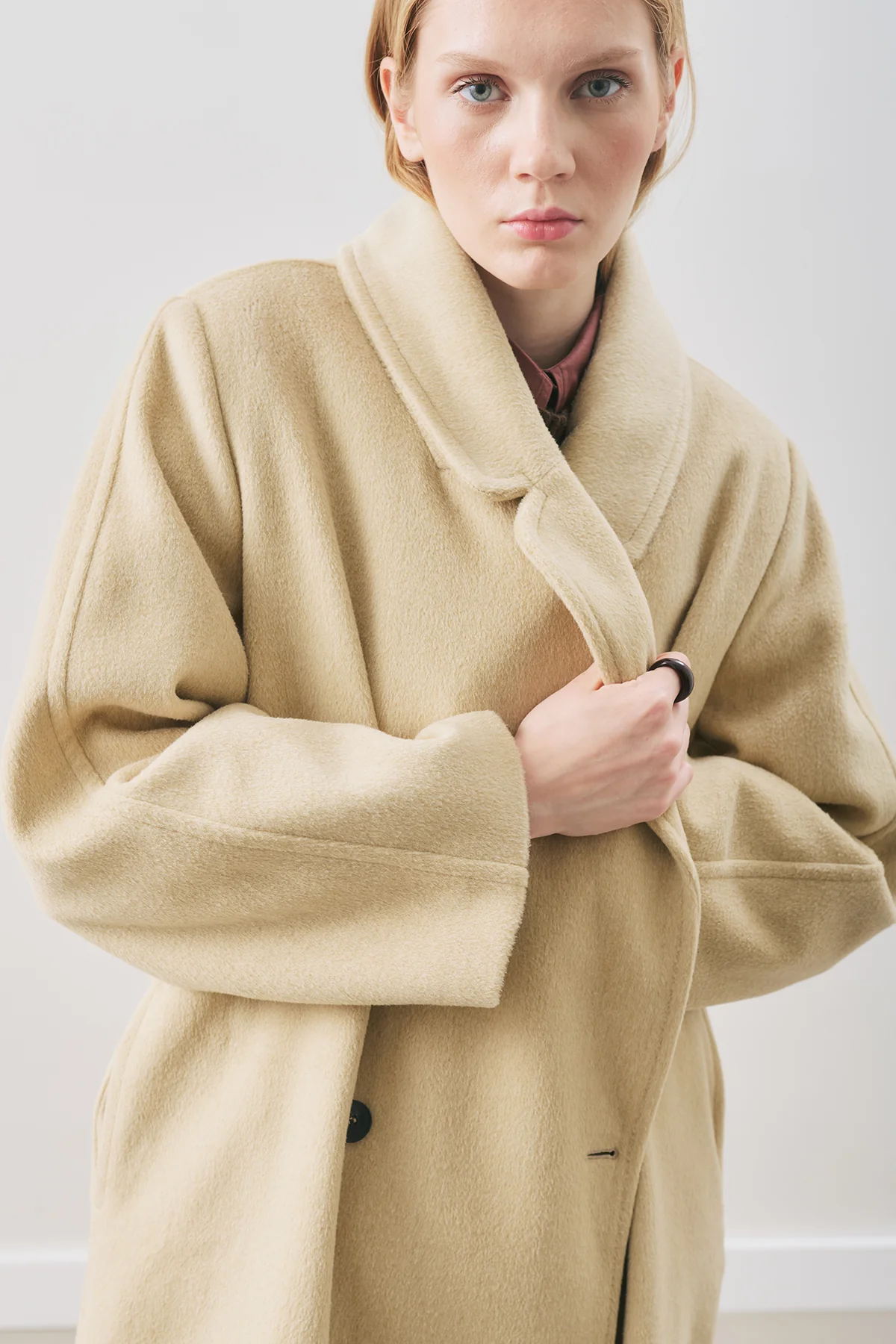 Double-Breasted Wool Coat Sage Green - Image 5
