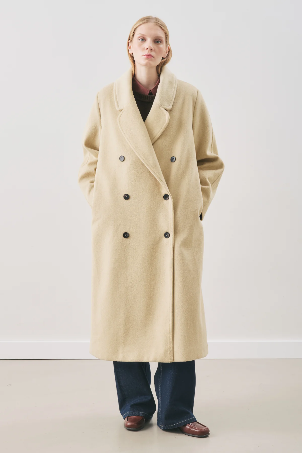 Double-Breasted Wool Coat Sage Green - Image 7