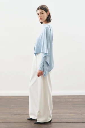 Drape Blouse With Scarf Detail Blue - Image 4