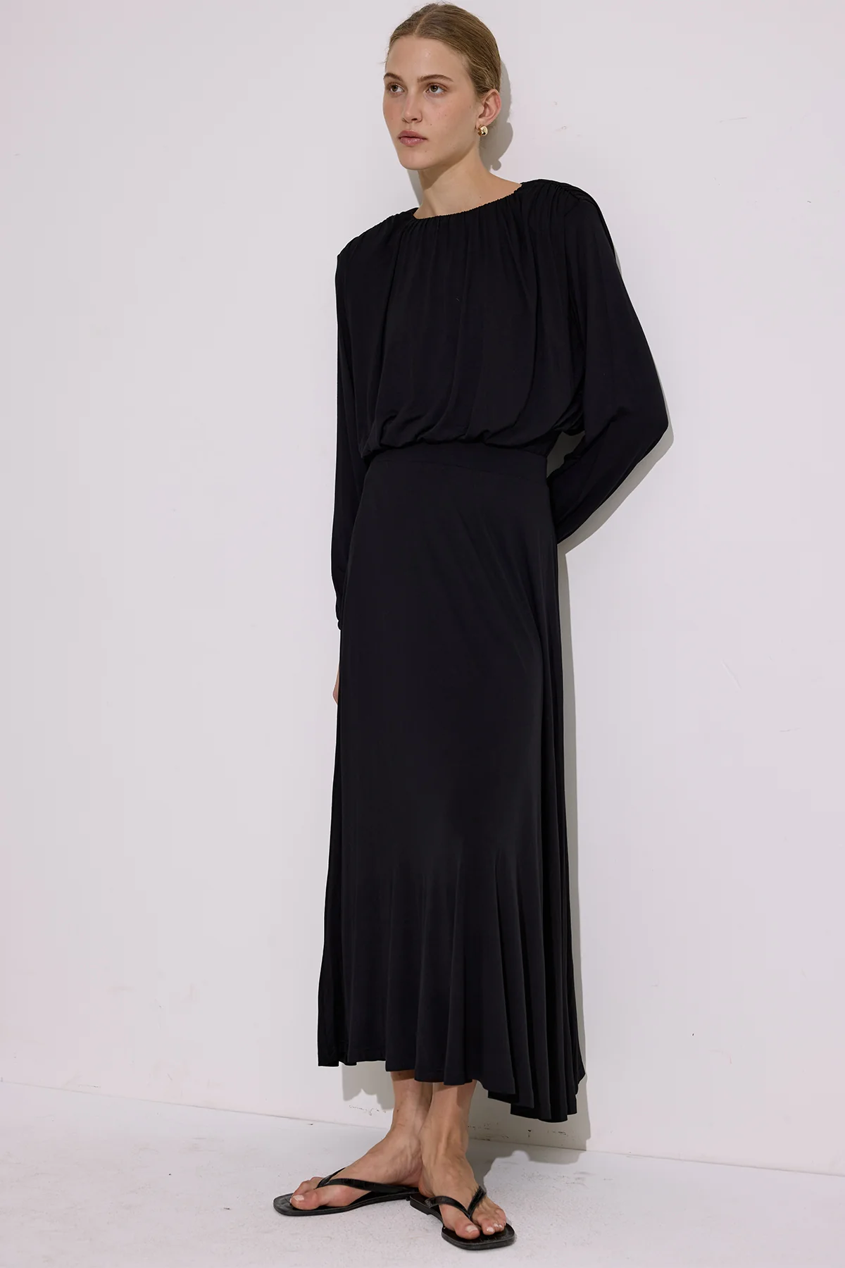 Draped Balloon Blouse Black - Image 4