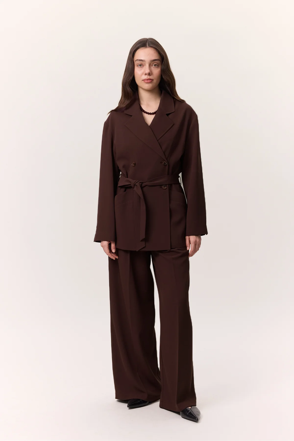 Draped Belted Jacket Damson - Image 3
