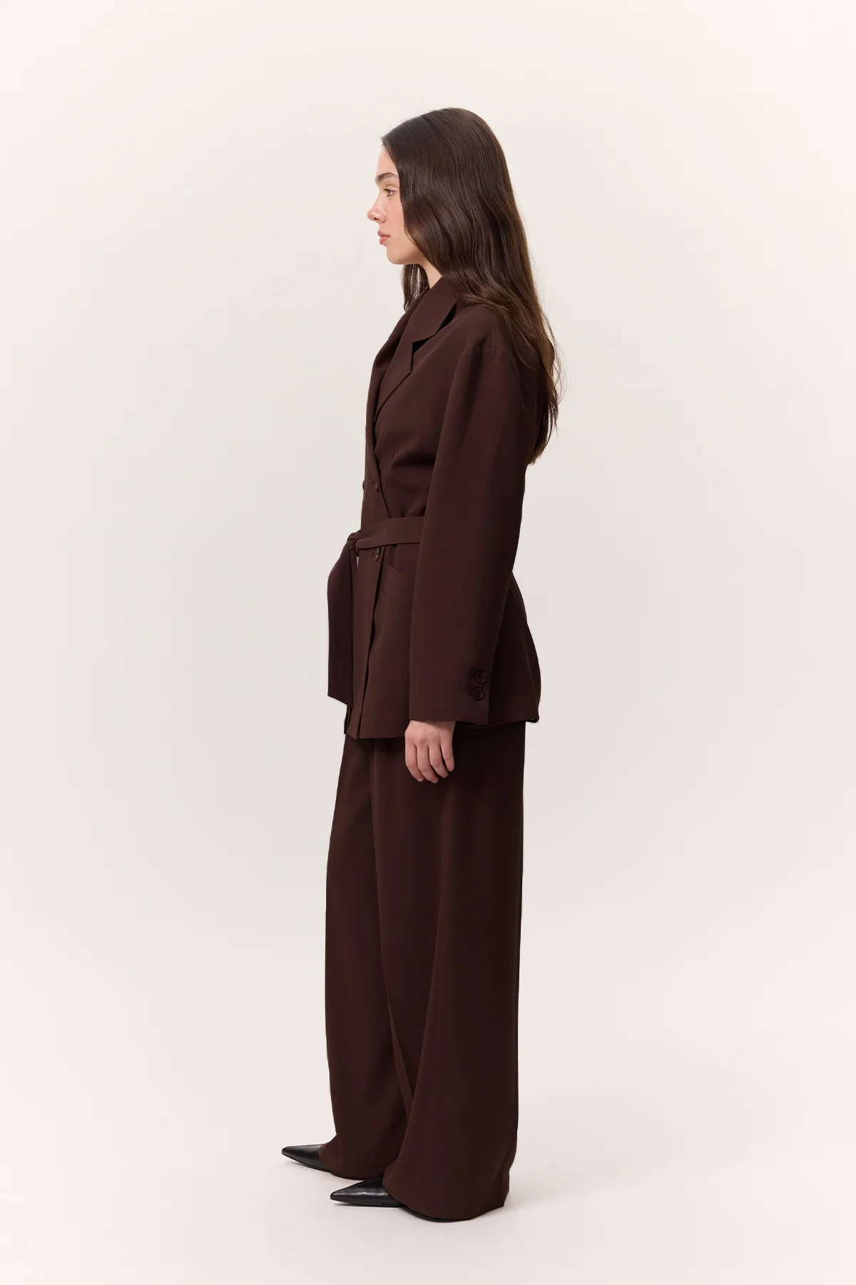 Draped Belted Jacket Damson - Image 4
