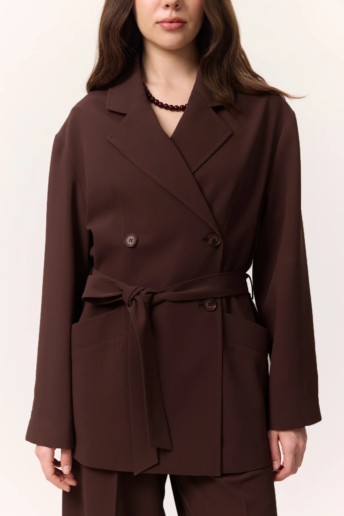 Draped Belted Jacket Damson - Image 5