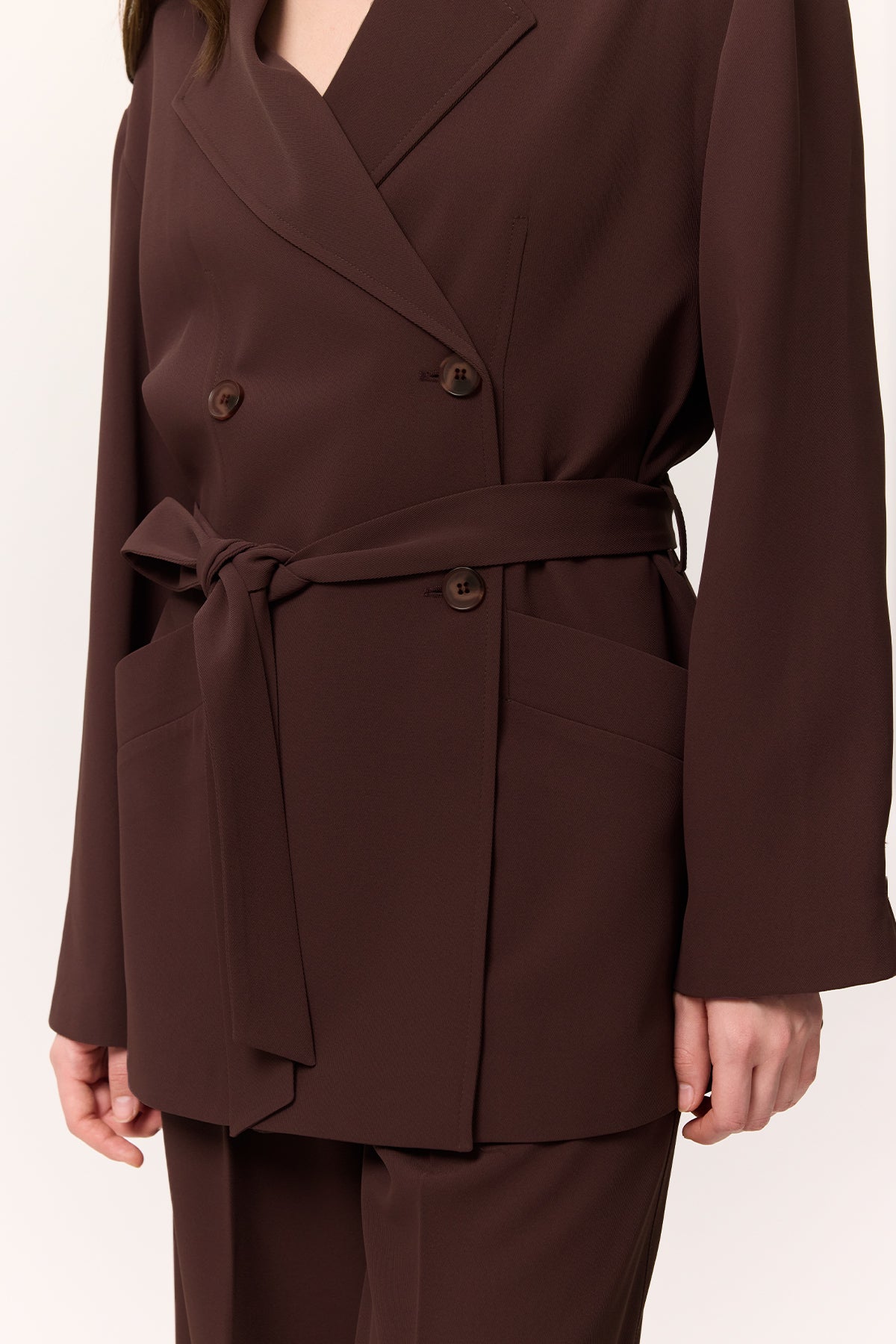 Draped Belted Jacket Damson - Image 6